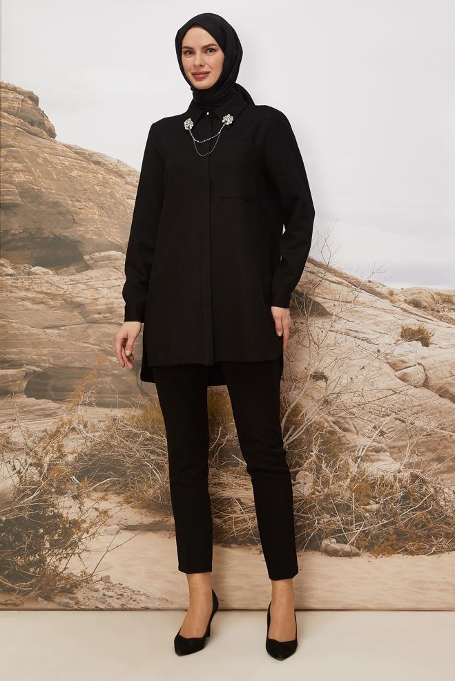 Tesettür giyim SİYAH 46201 17160 TUNİK 38-46 TEK 42 - ALVİNA