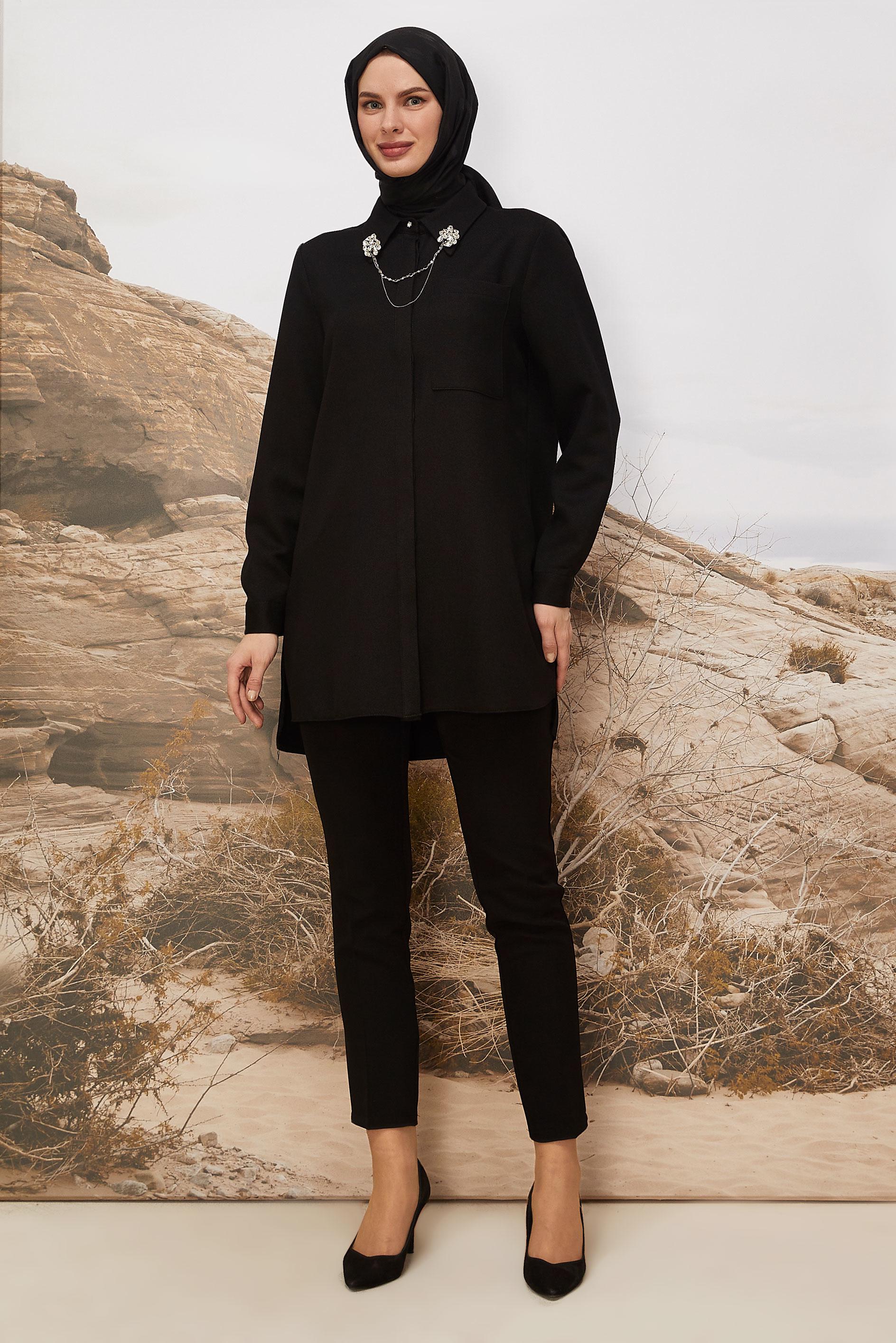 Tesettür giyim SİYAH 46201 17160 TUNİK 38-46 TEK 42