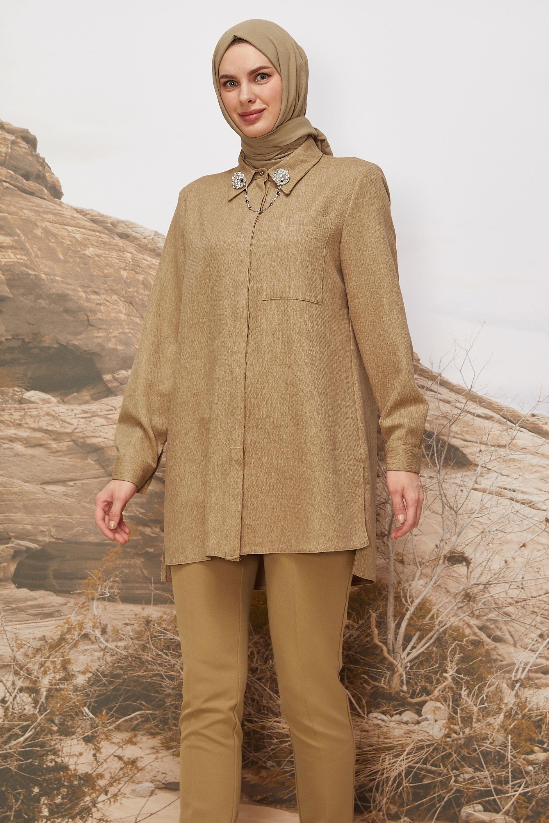 Tesettür giyim KAHVE 46201 17160 TUNİK 38-46 TEK 42