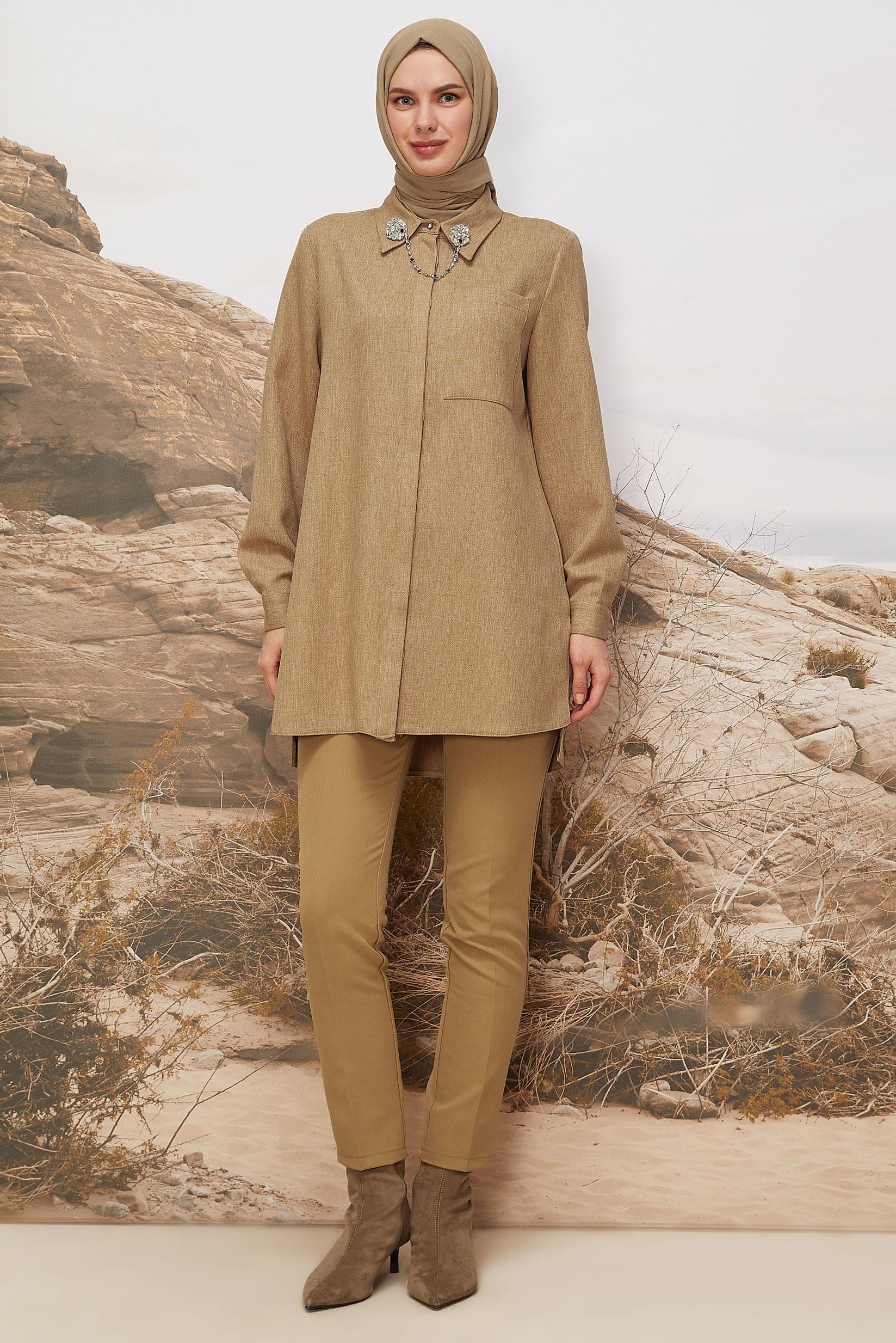 Tesettür giyim KAHVE 46201 17160 TUNİK 38-46 TEK 42