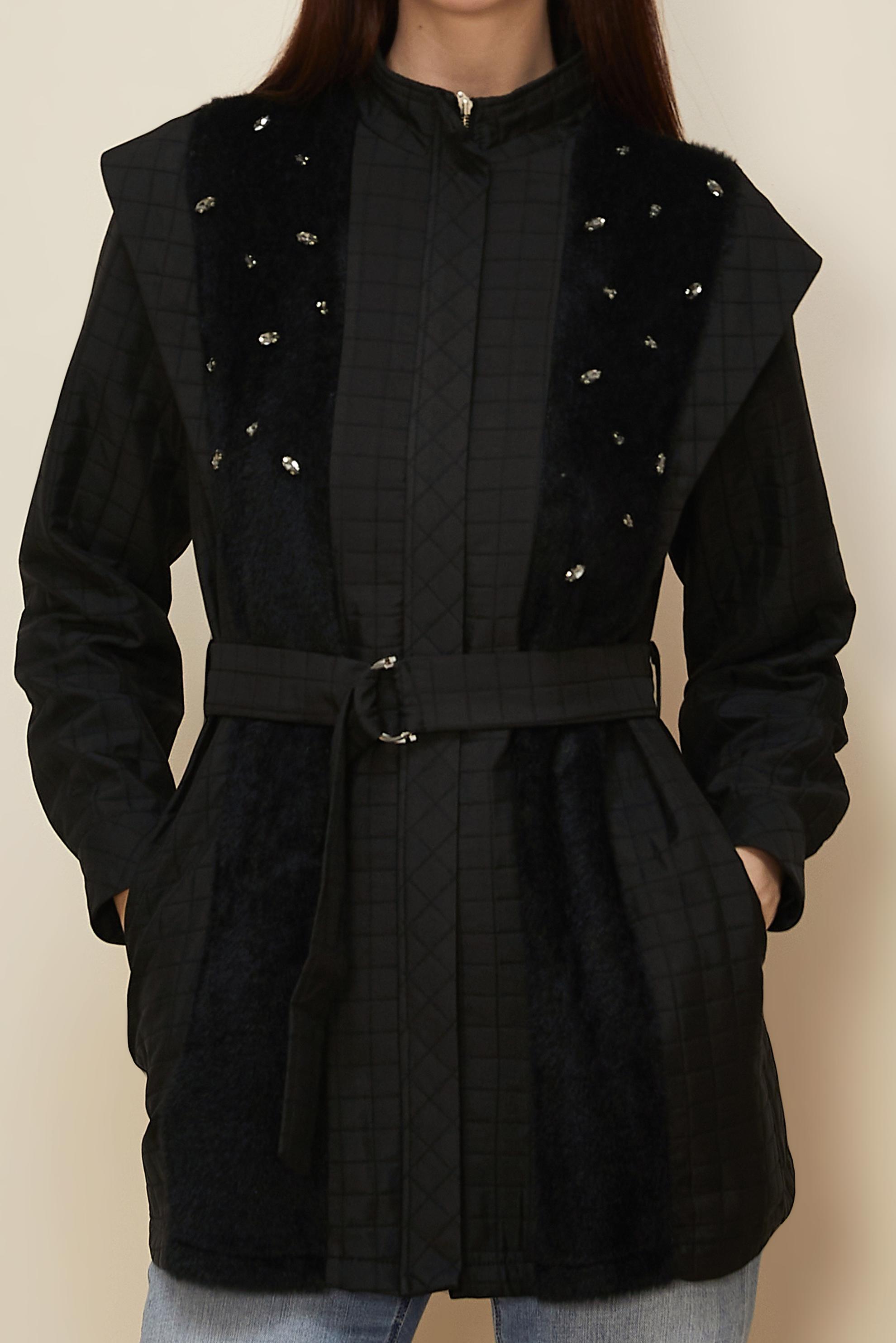 Vêtements hijab NOIR TUNIQUE MATELASSÉE CEINTURÉE 46202