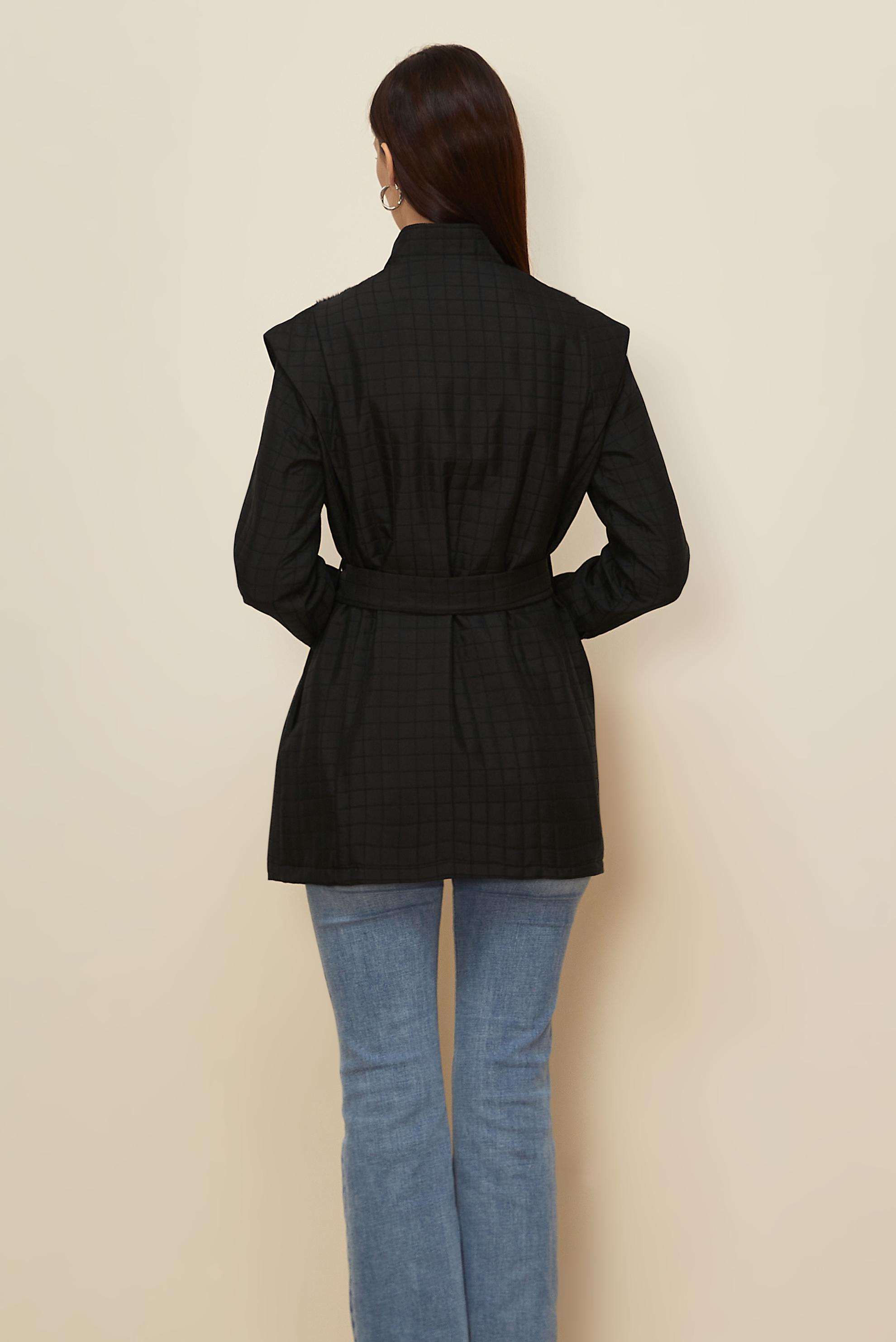 Vêtements hijab NOIR TUNIQUE MATELASSÉE CEINTURÉE 46202