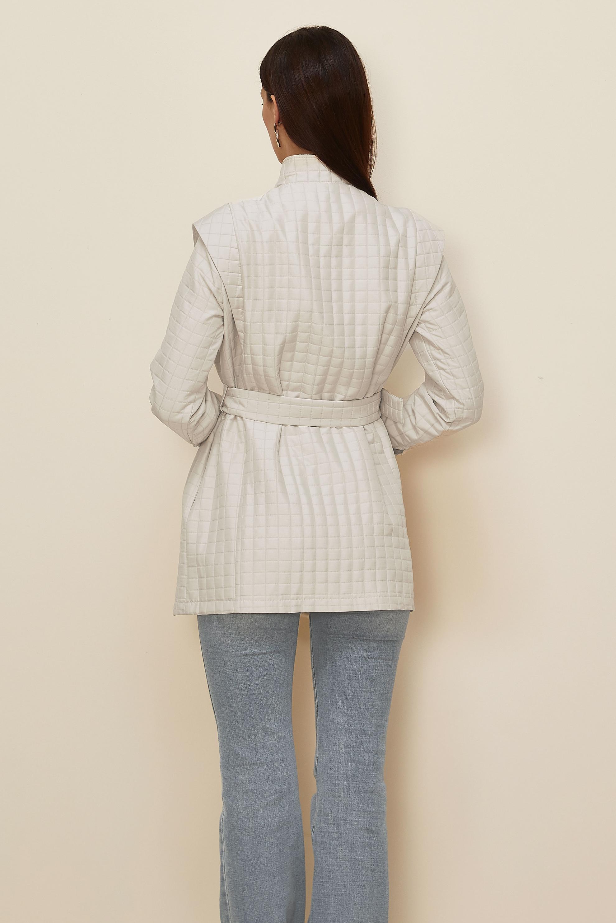 Vêtements hijab BEIGE TUNIQUE MATELASSÉE CEINTURÉE 46202