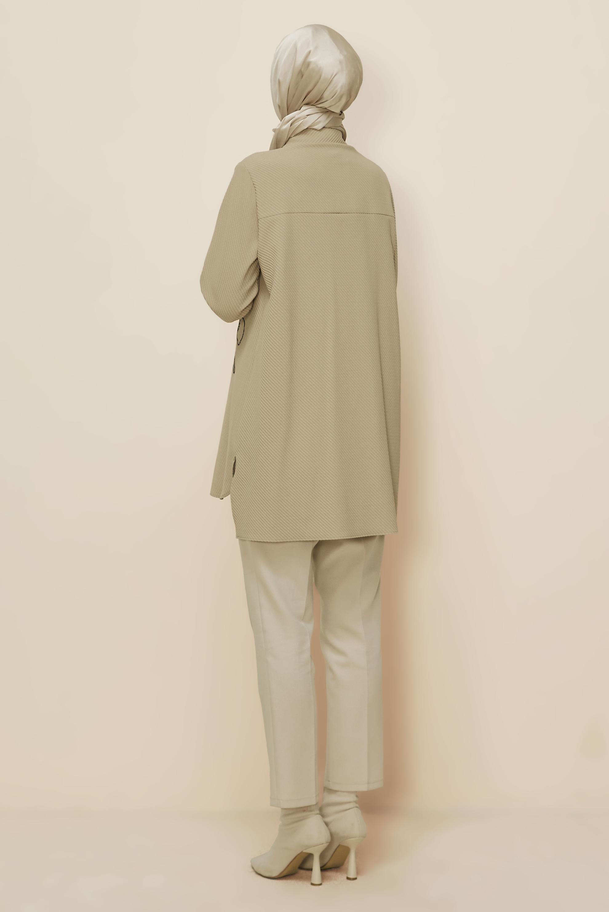 Vêtements hijab BEIGE TUNIQUE COL CHEMISE 46207