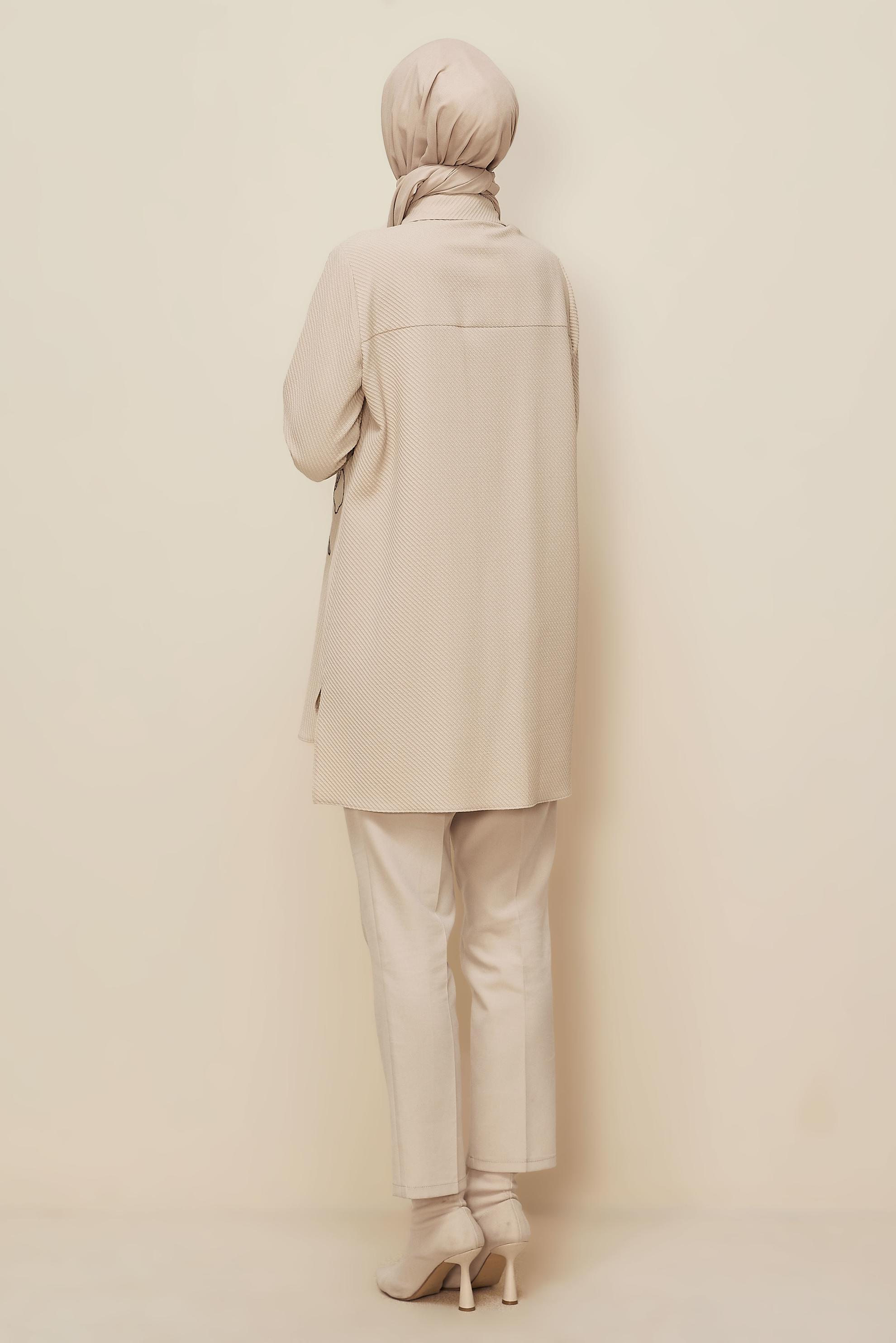 Vêtements hijab BEIGE TUNIQUE COL CHEMISE 46207