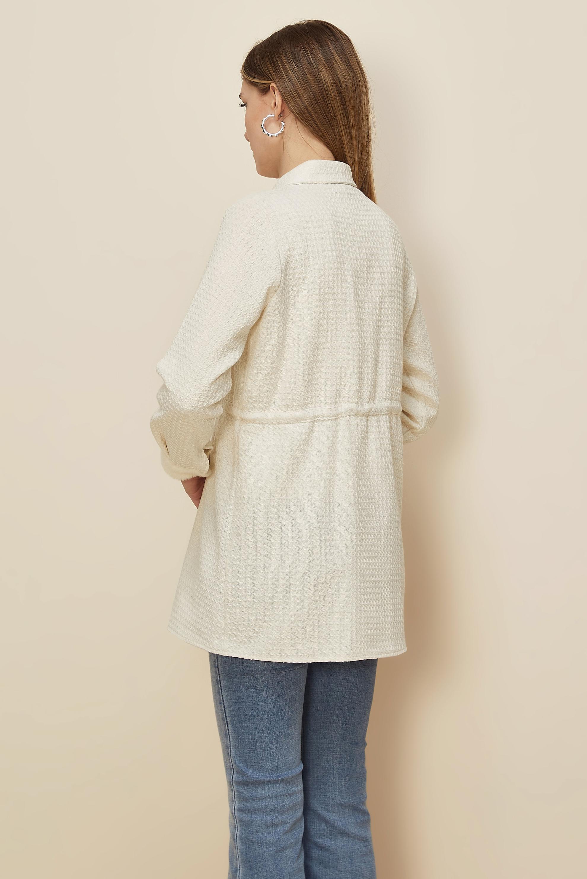 Tesettür giyim BEYAZ SUNİ KÜRK DETAYLI TUNİK 46208