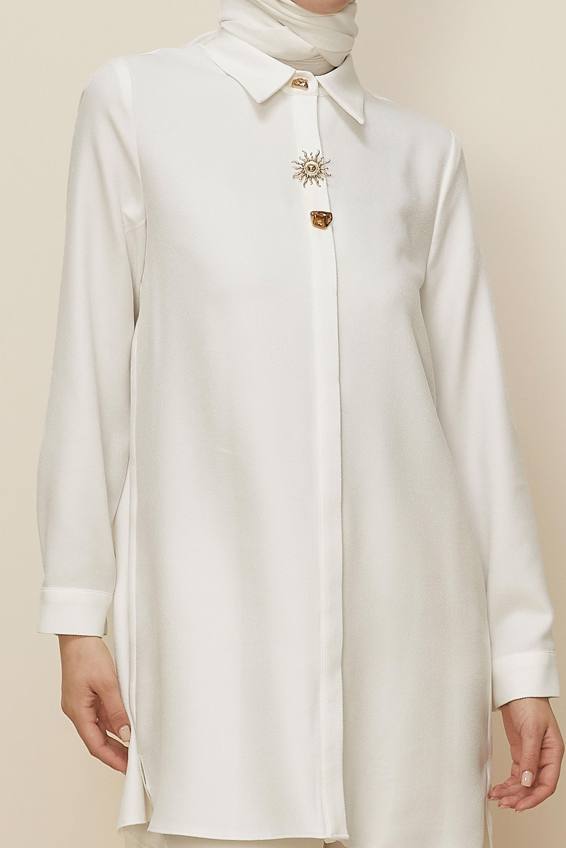 Tesettür giyim BEYAZ GÖMLEK YAKA TUNİK 46211