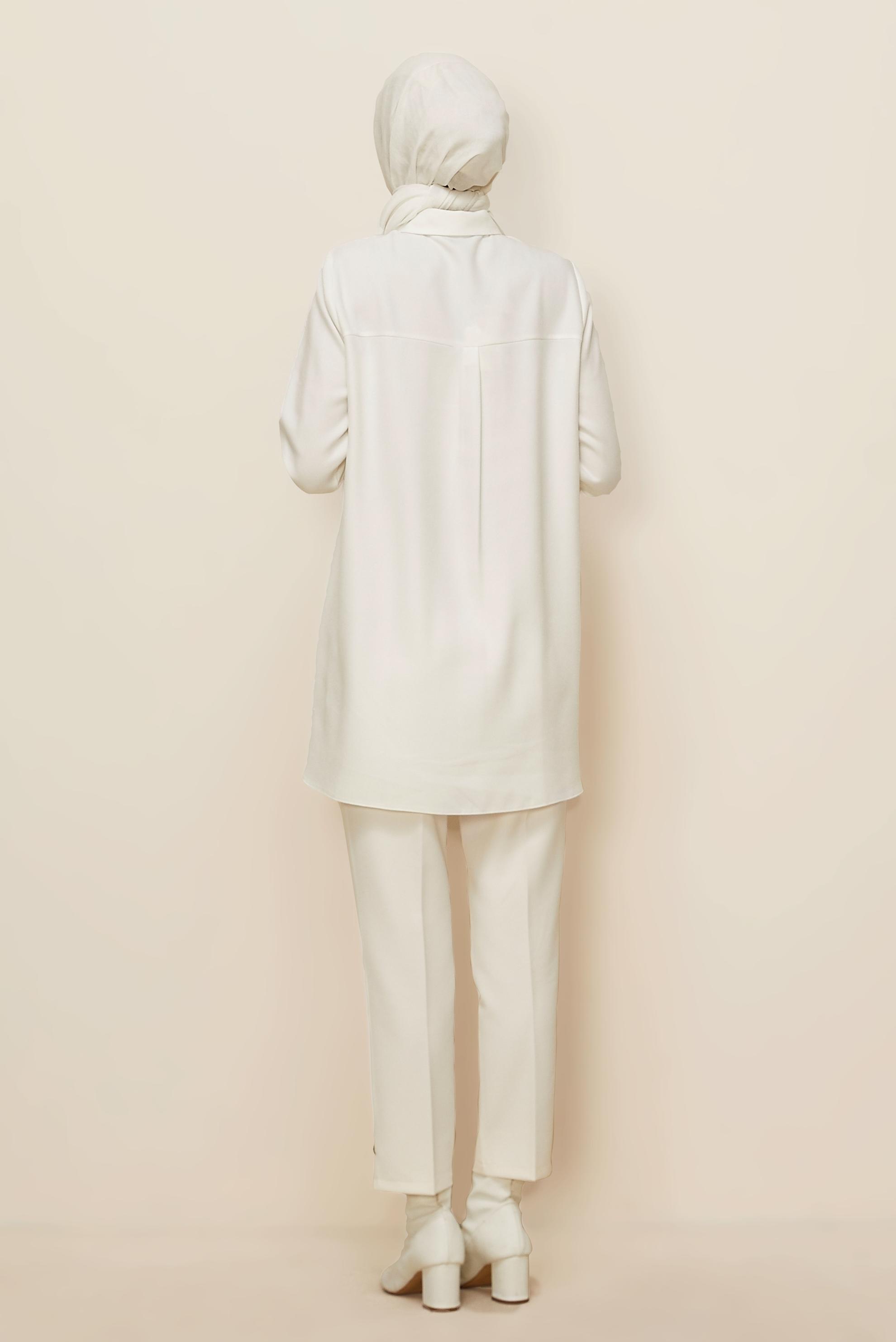 Tesettür giyim BEYAZ GÖMLEK YAKA TUNİK 46211