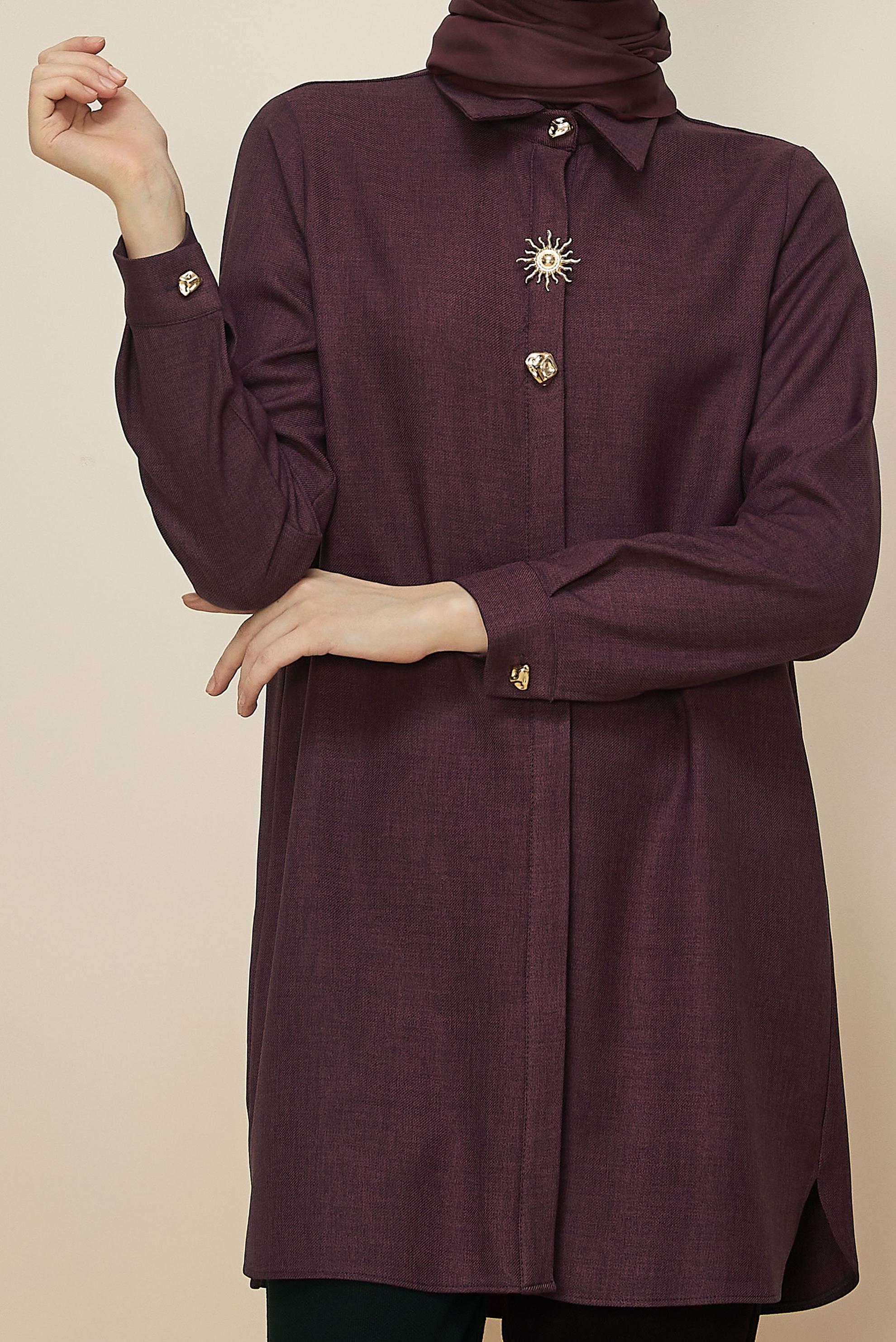 Tesettür giyim MÜRDÜM GÖMLEK YAKA TUNİK 46211