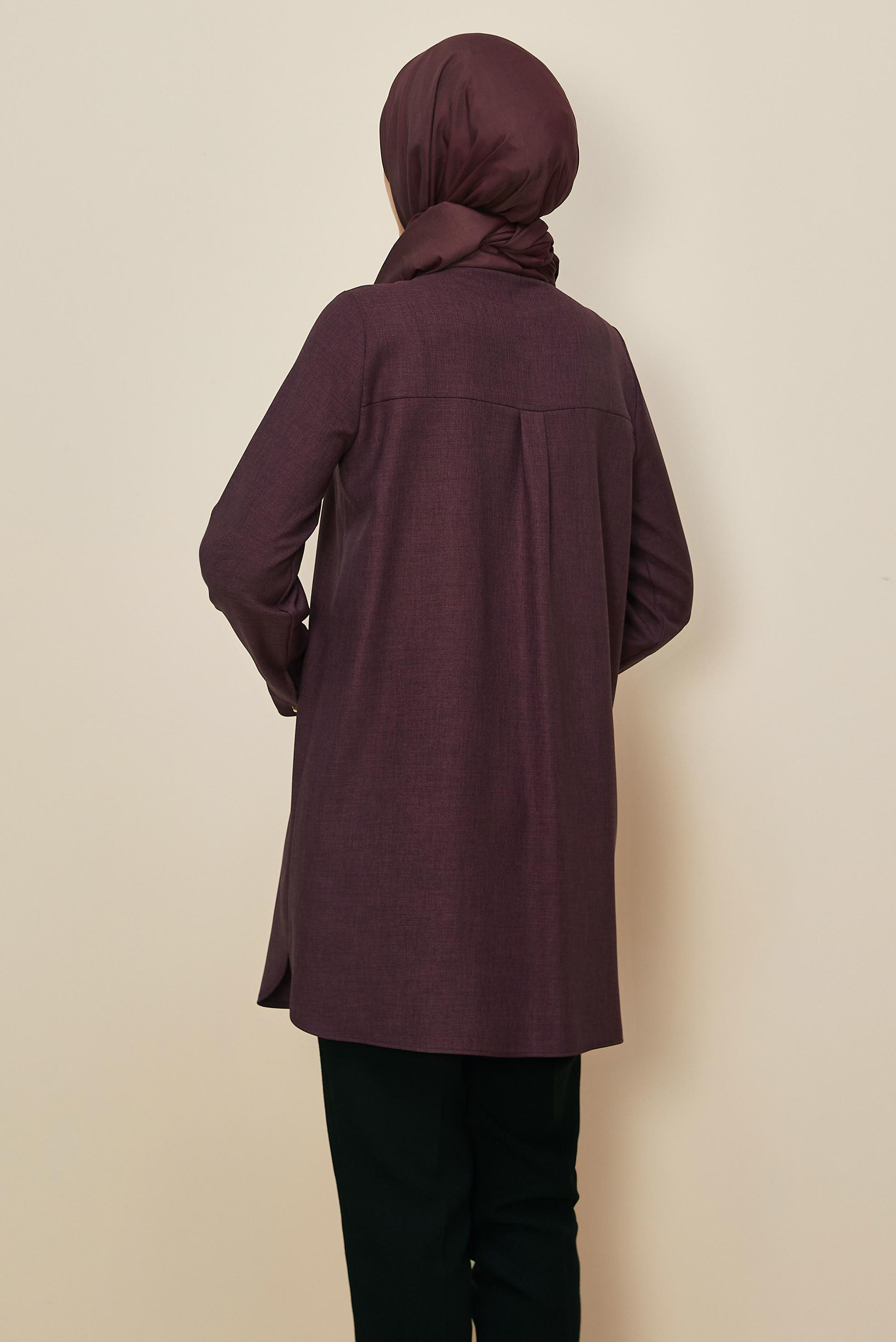 Tesettür giyim MÜRDÜM GÖMLEK YAKA TUNİK 46211