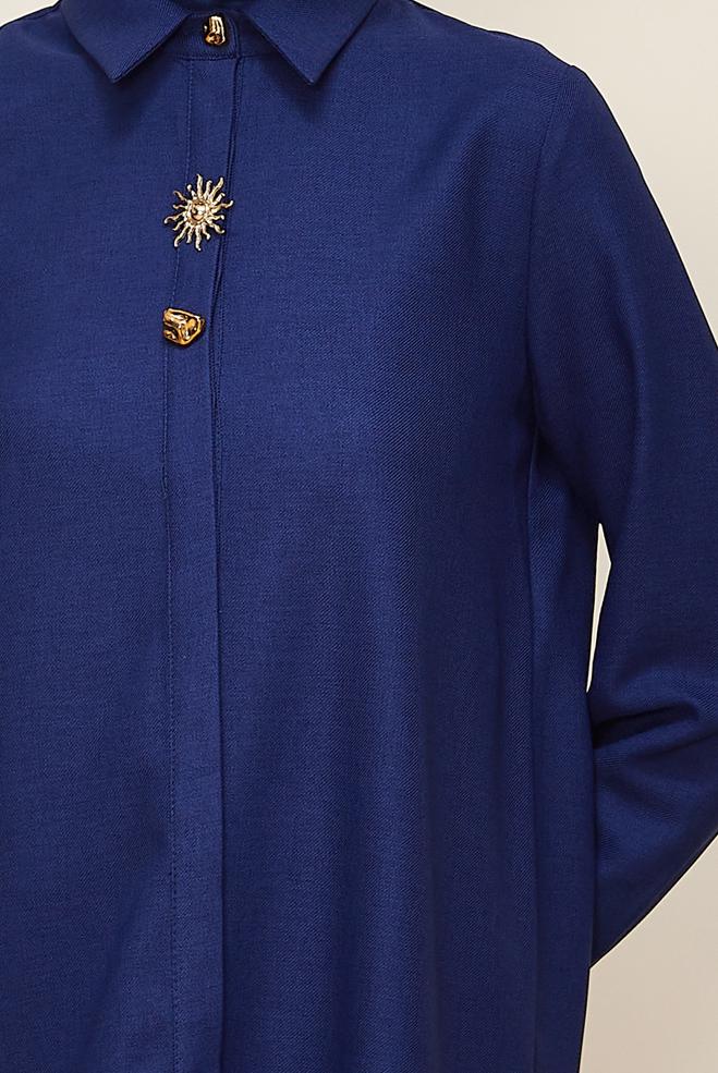 Tesettür giyim LACİVERT GÖMLEK YAKA TUNİK 46211 - ALVİNA
