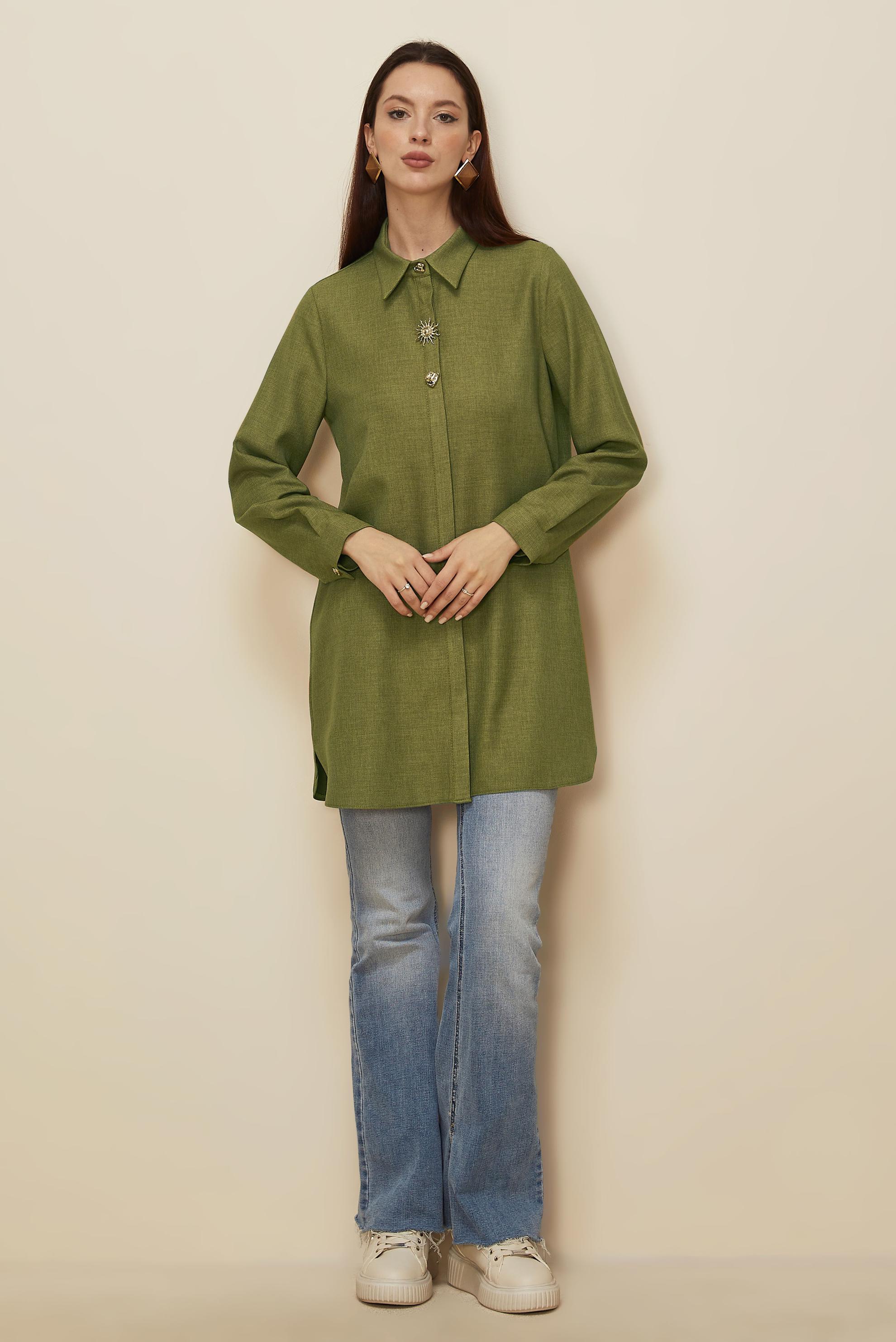 Hijab clothing GREEN SHIRT COLLAR TUNIC 46211
