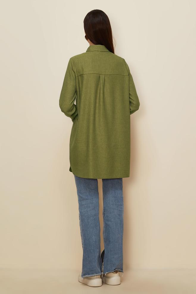 Hijab clothing GREEN SHIRT COLLAR TUNIC 46211 - ALVİNA