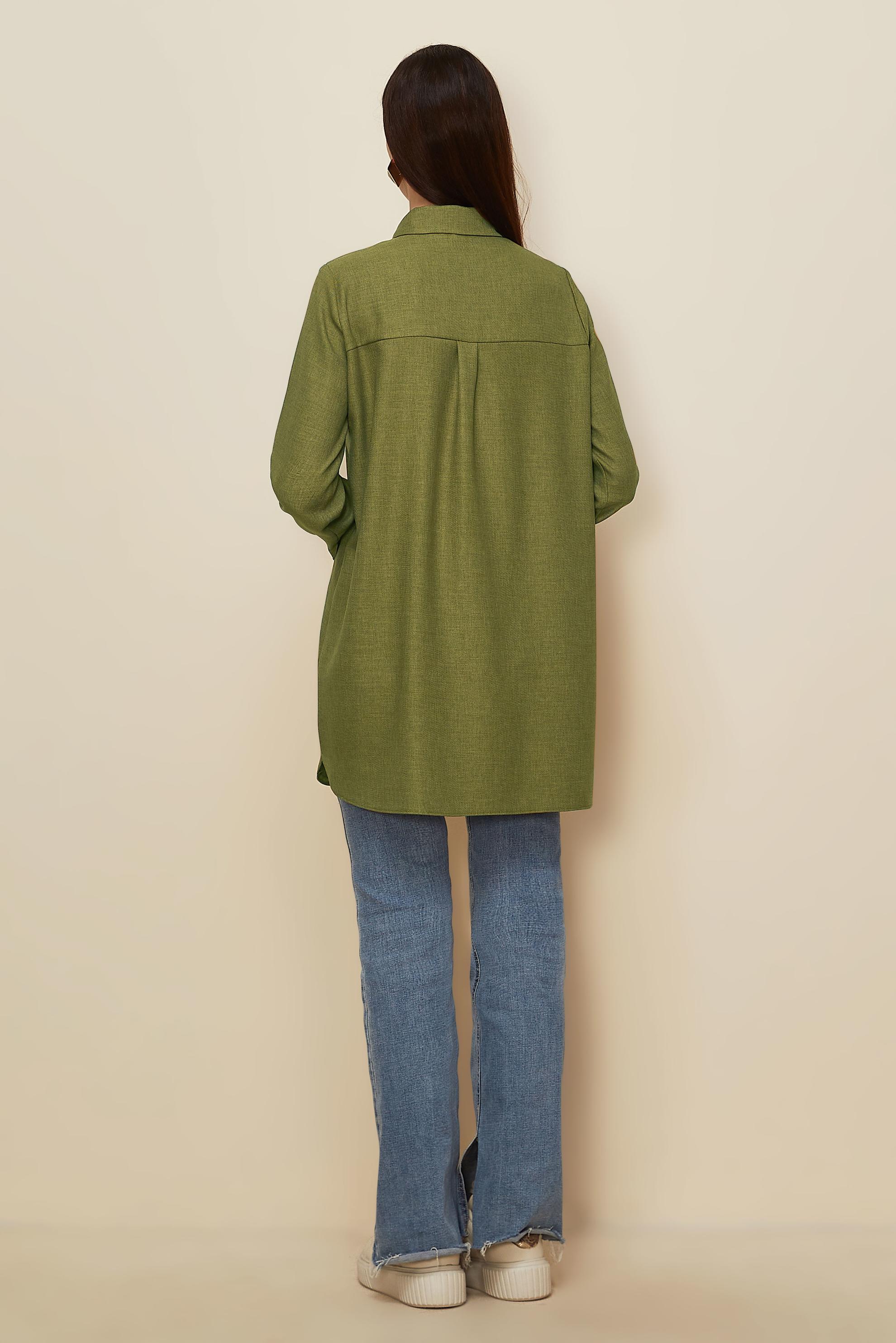 Hijab clothing GREEN SHIRT COLLAR TUNIC 46211