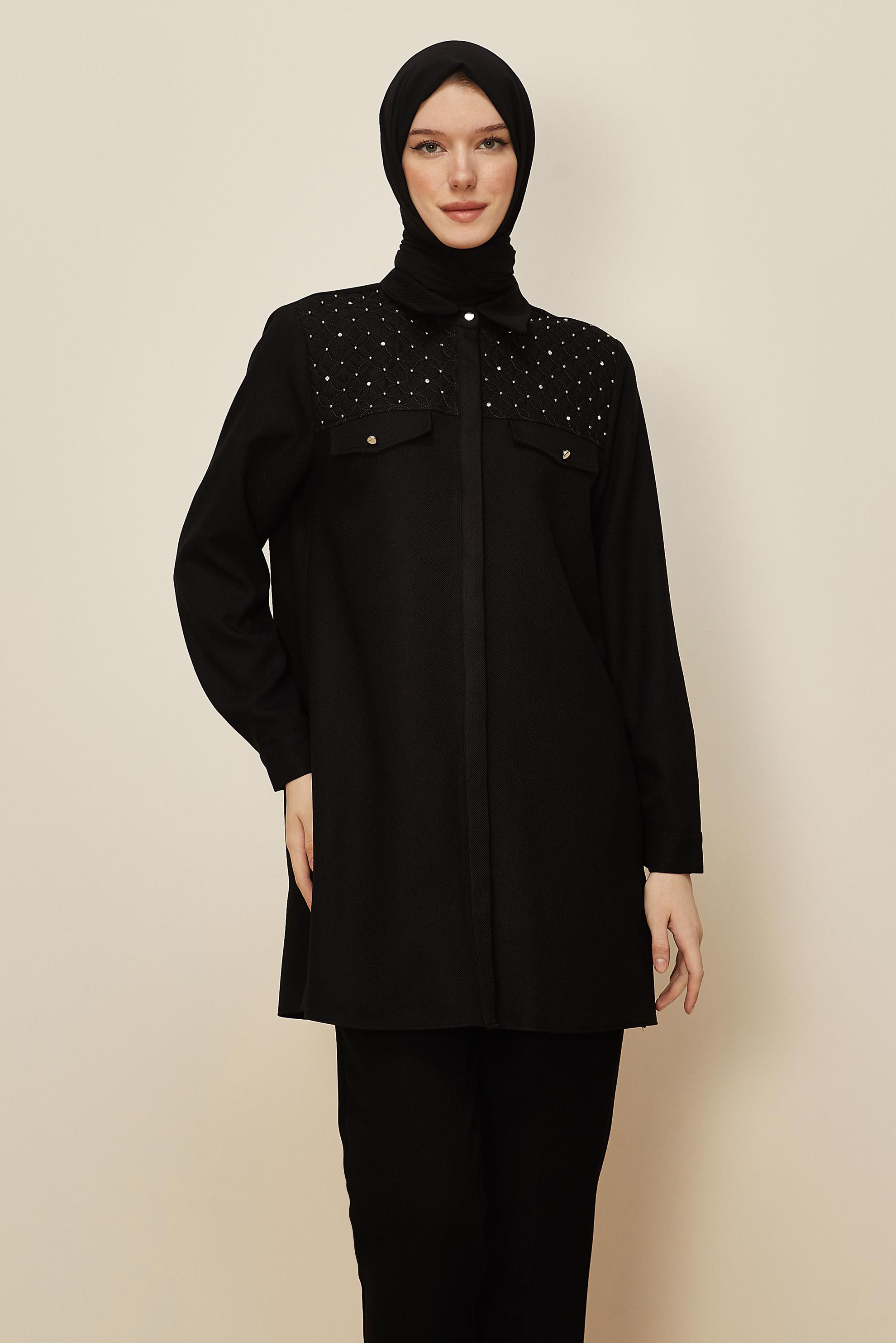 Hijab clothing BLACK SHIRT COLLAR TUNIC 46212