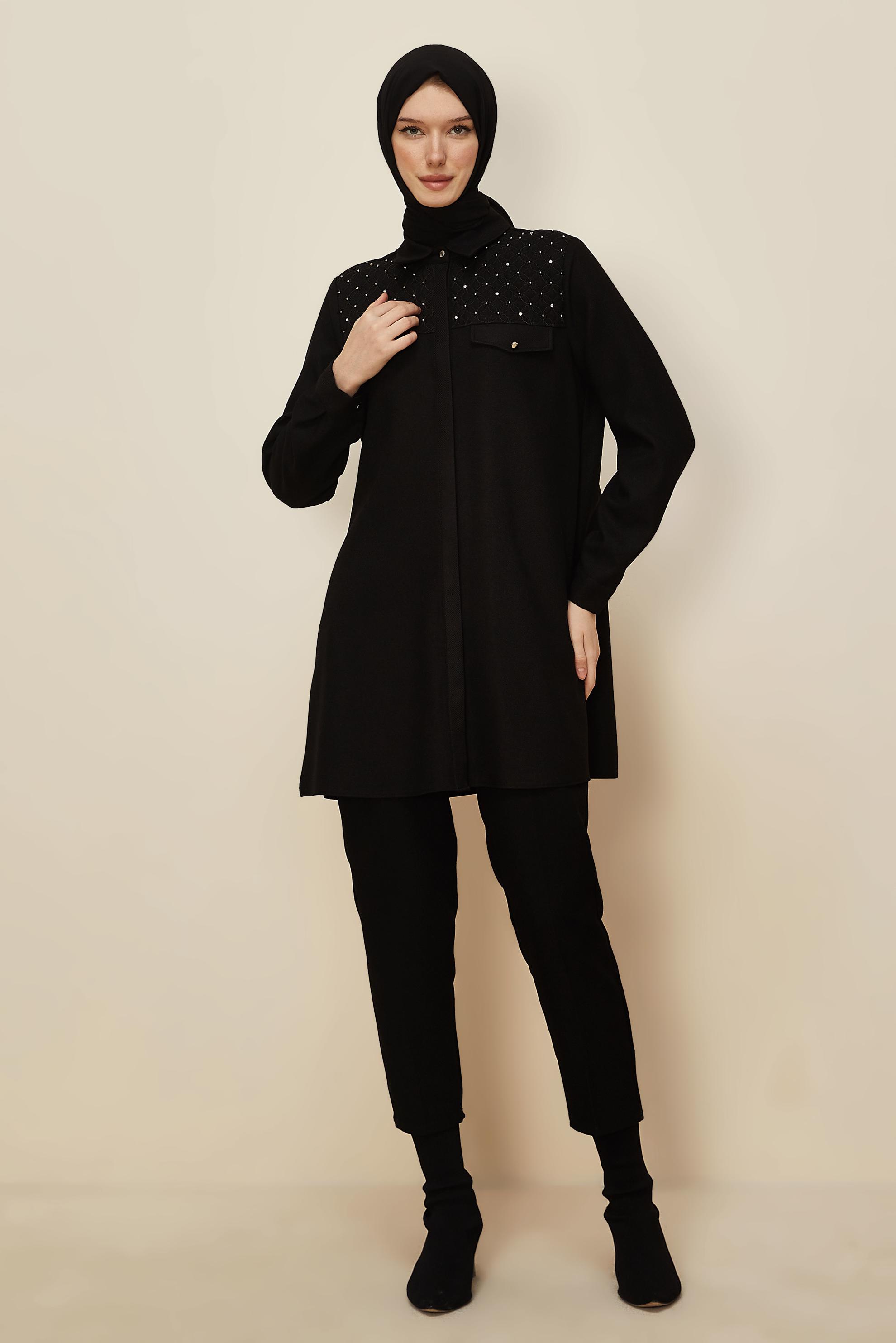Hijab clothing BLACK SHIRT COLLAR TUNIC 46212