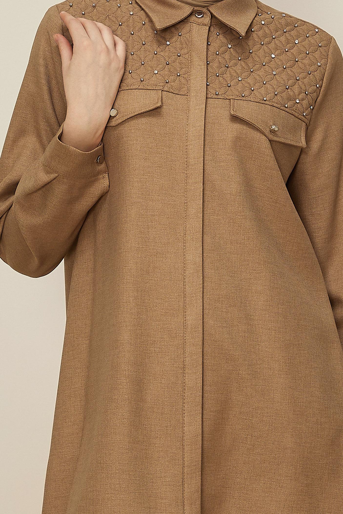 Hijab clothing BROWN SHIRT COLLAR TUNIC 46212
