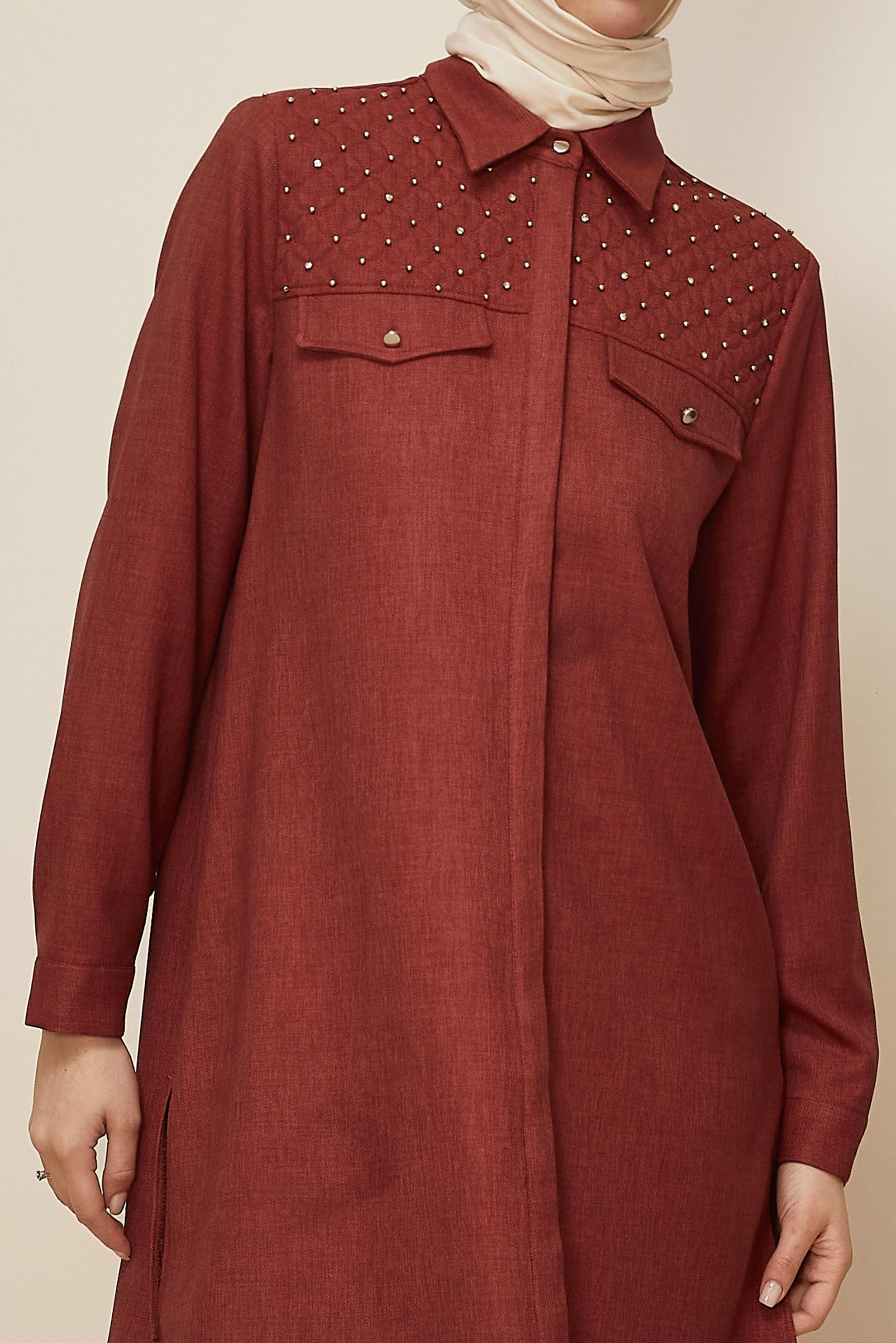 Hijab clothing ORANGE SHIRT COLLAR TUNIC 46212