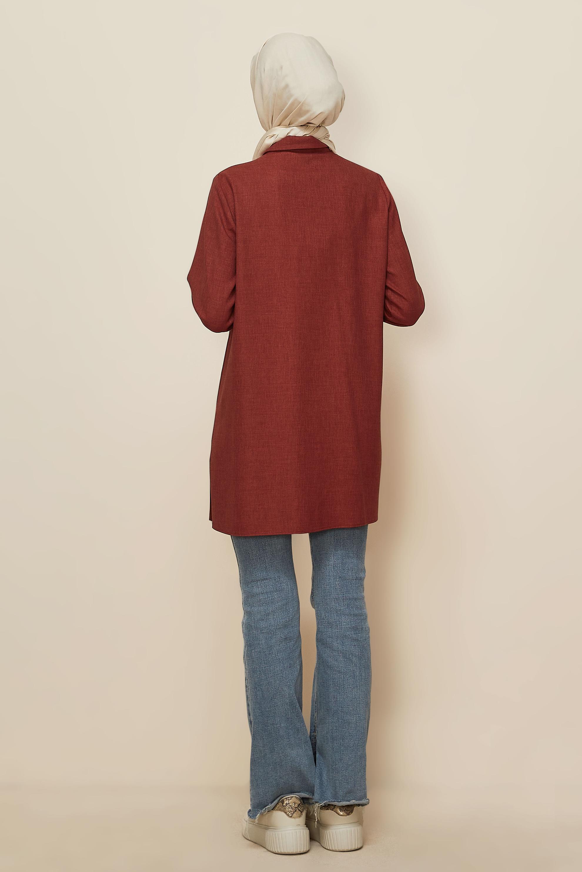 Hijab clothing ORANGE SHIRT COLLAR TUNIC 46212