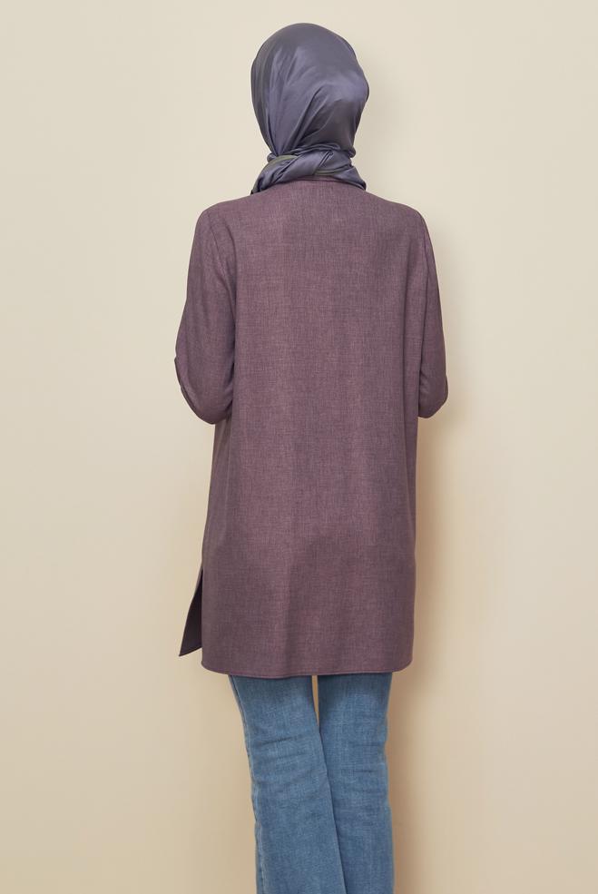 Hijab clothing PURPLE SHIRT COLLAR TUNIC 46212 - ALVİNA