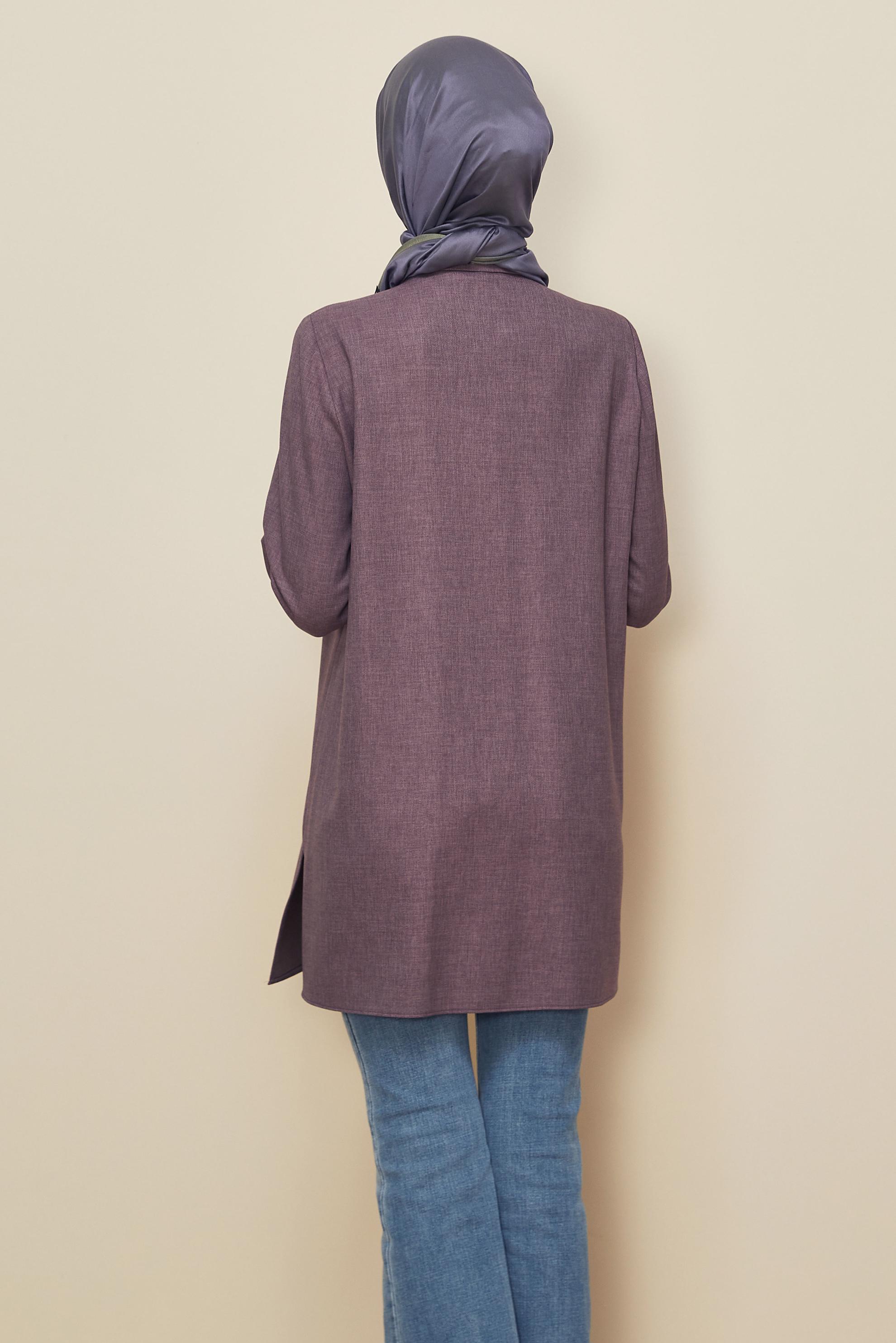 Hijab clothing PURPLE SHIRT COLLAR TUNIC 46212