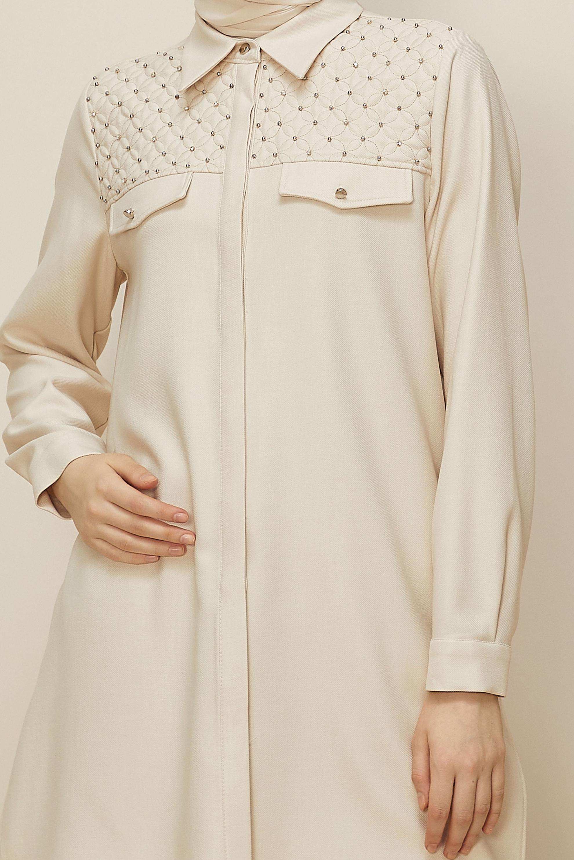 Hijab clothing ECRU SHIRT COLLAR TUNIC 46212