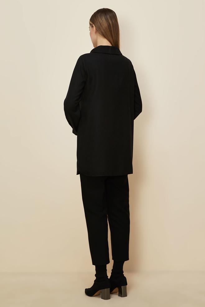 Hijab clothing BLACK SHIRT COLLAR TUNIC 46213 - ALVİNA
