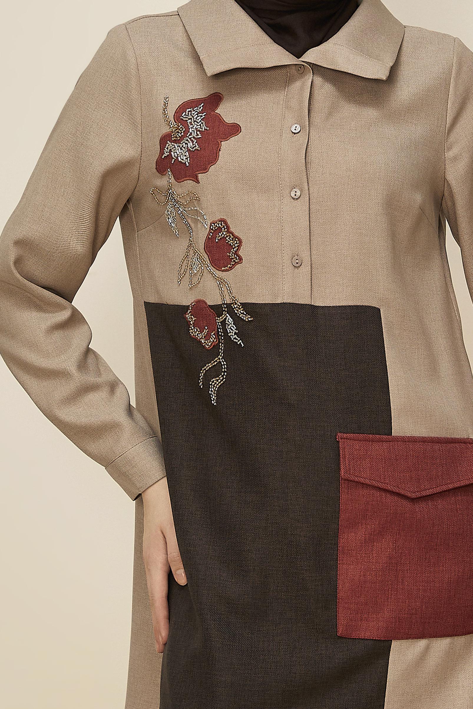 Hijab clothing BEIGE SHIRT COLLAR TUNIC 46213