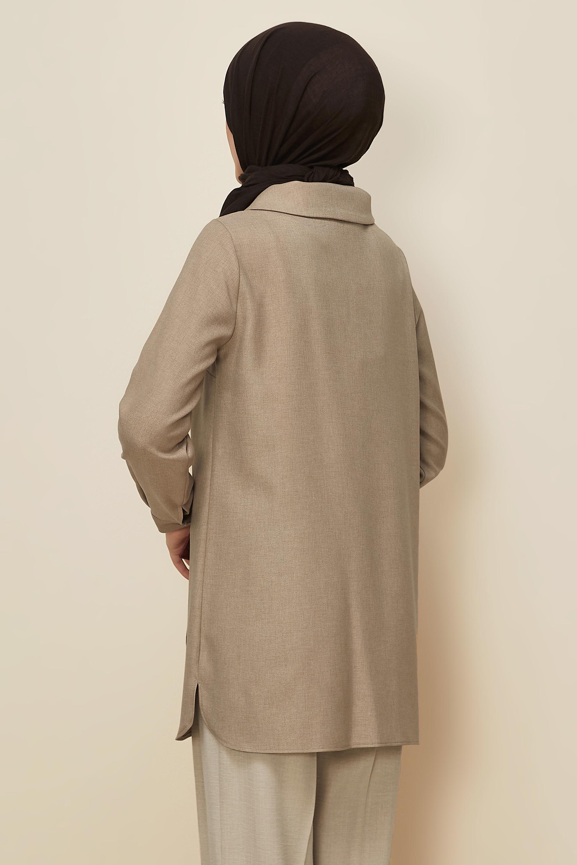 Hijab clothing BEIGE SHIRT COLLAR TUNIC 46213