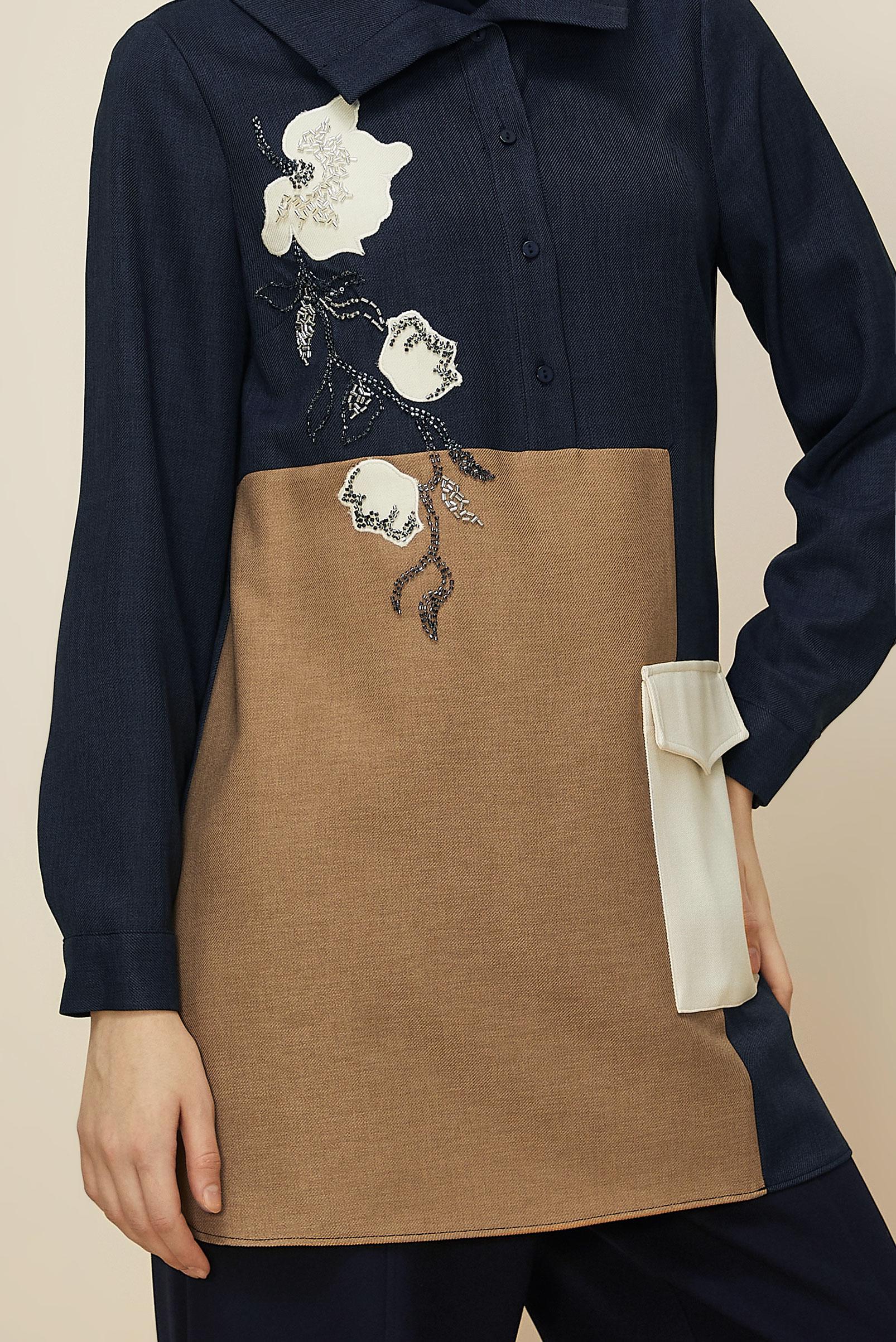 Hijab clothing NAVY BLUE SHIRT COLLAR TUNIC 46213