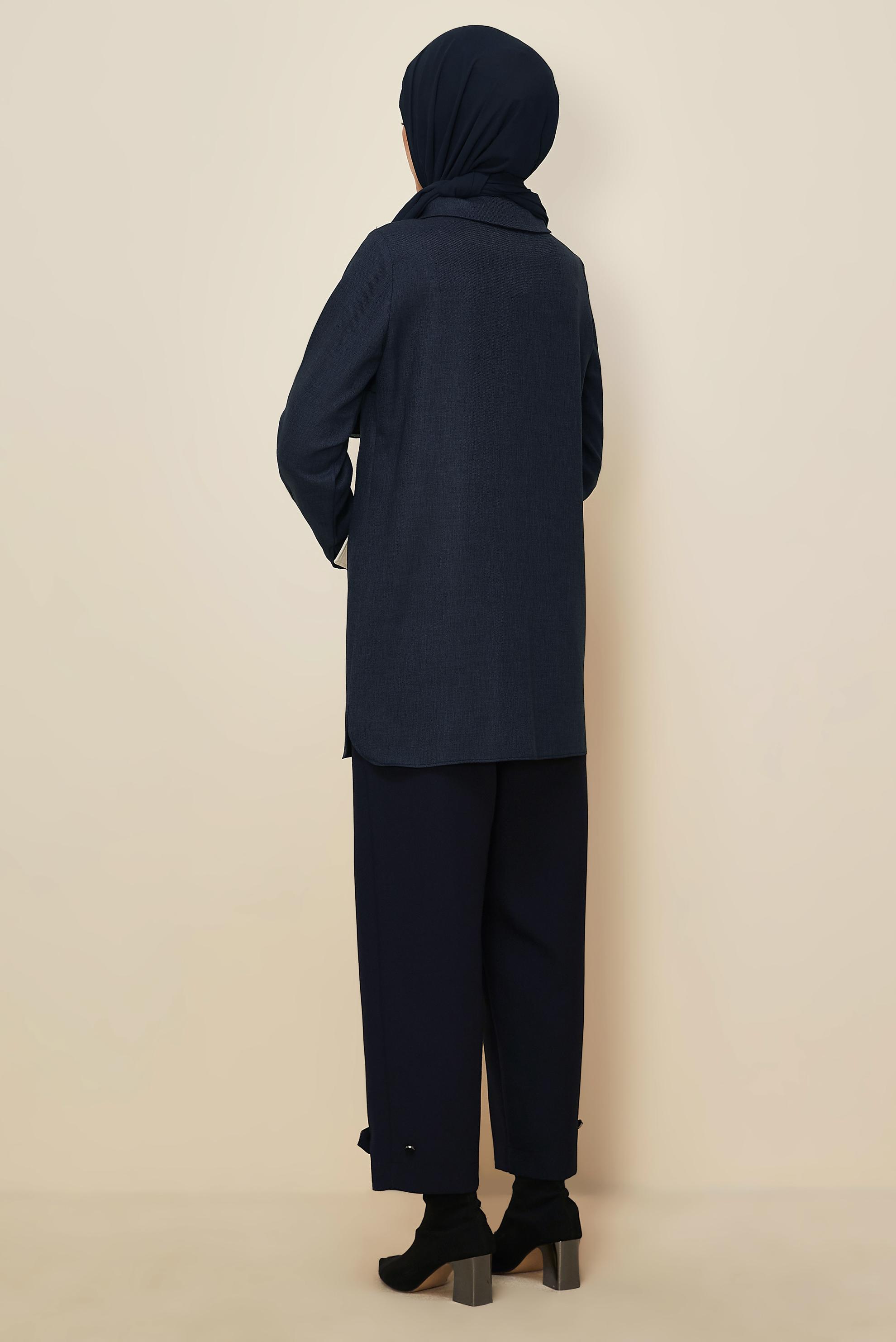 Hijab clothing NAVY BLUE SHIRT COLLAR TUNIC 46213