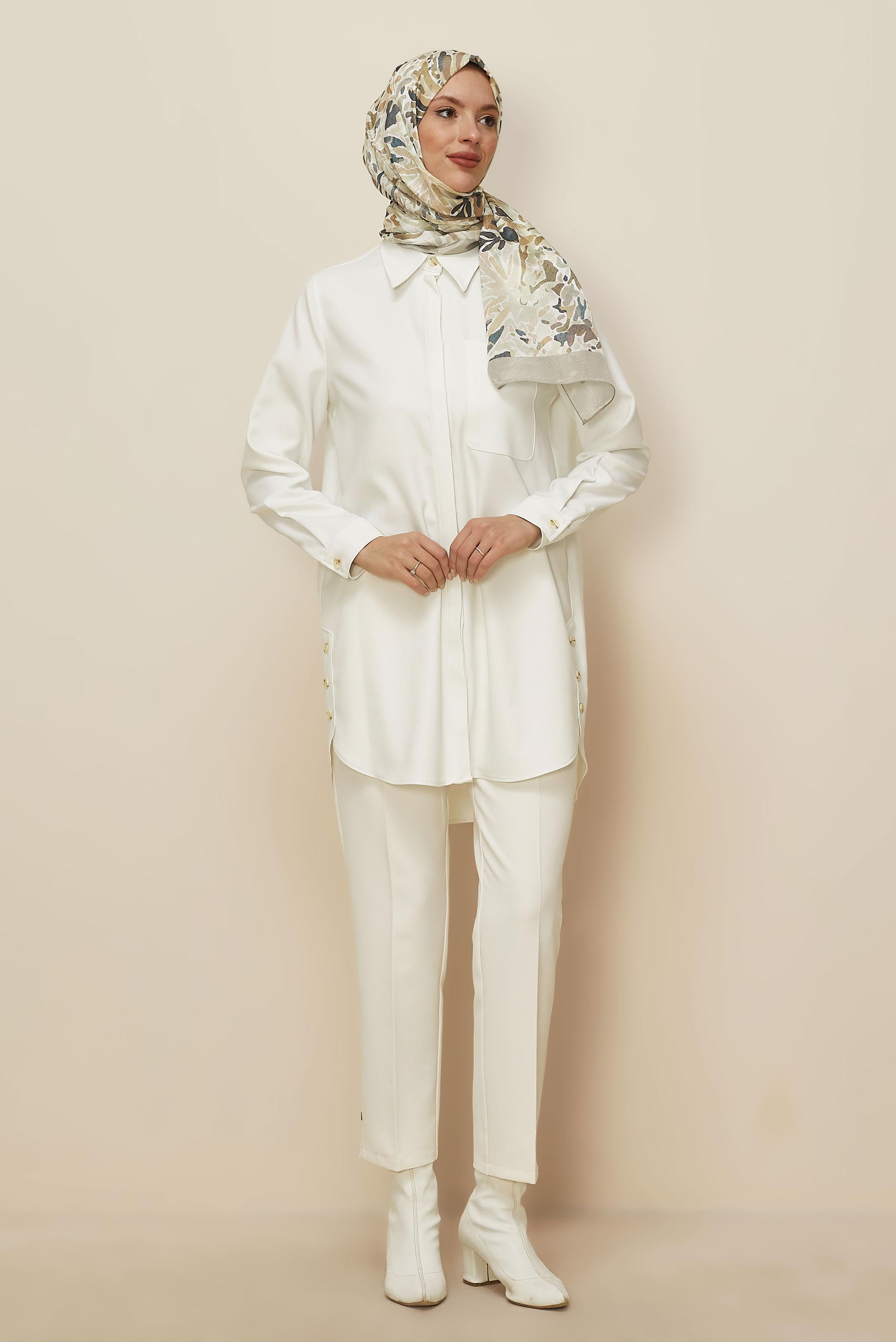 Tesettür giyim BEYAZ GÖMLEK TUNİK 46215