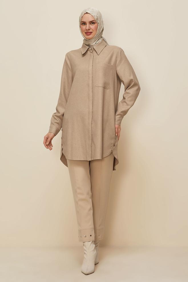 Tesettür giyim BEJ 46215 17235 TUNİK 40-48 TEK 38 - ALVİNA