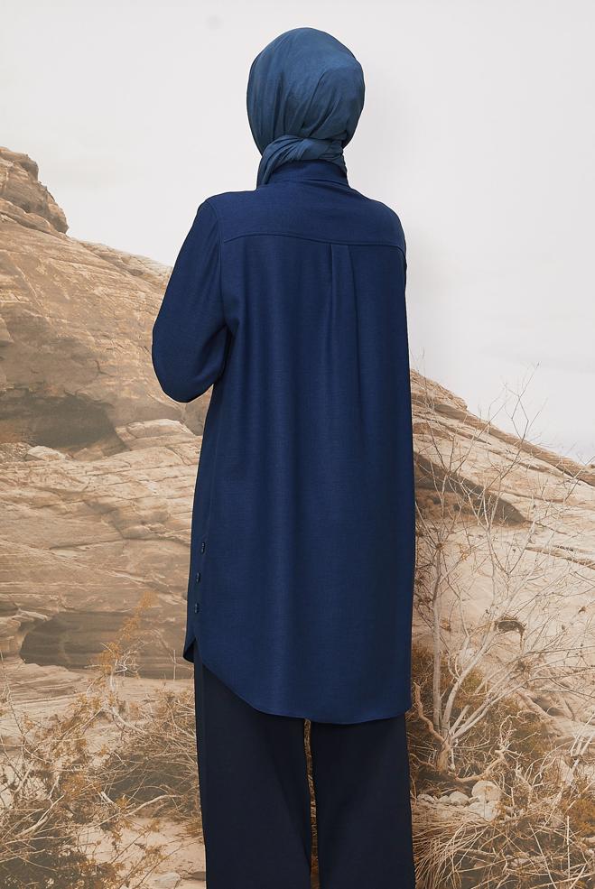 Tesettür giyim LACİVERT GÖMLEK TUNİK 46215 - ALVİNA