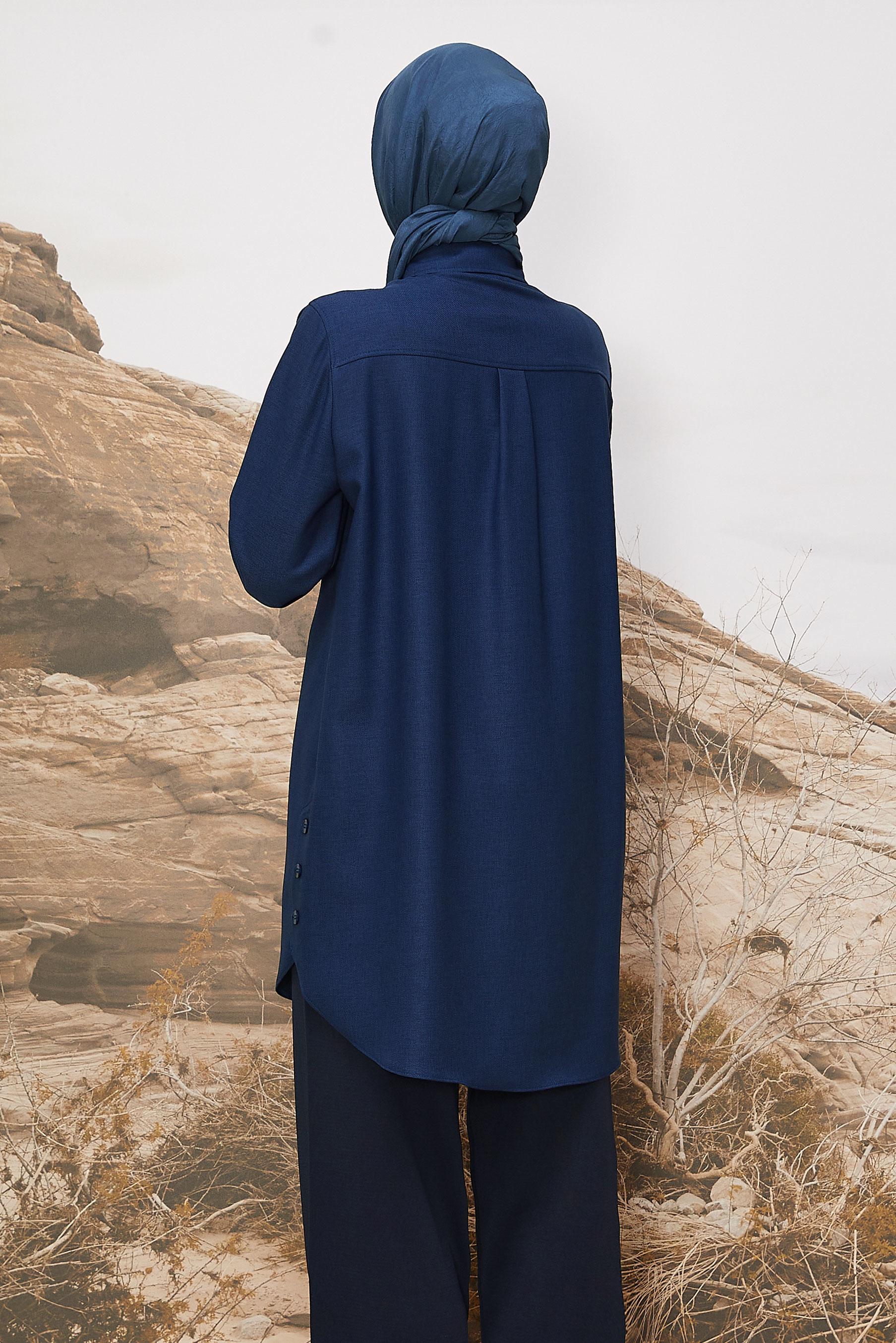 Tesettür giyim LACİVERT GÖMLEK TUNİK 46215