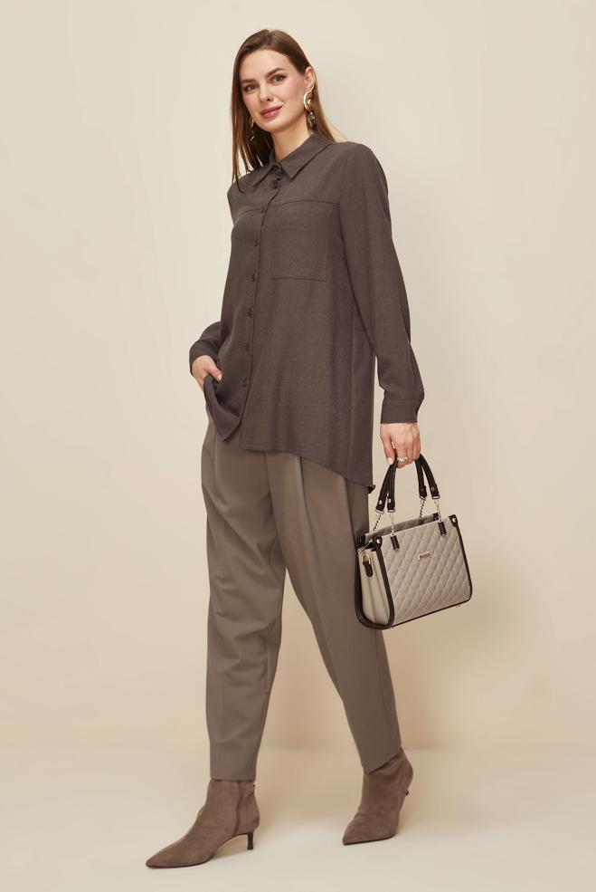 Tesettür giyim KAHVE 46223 ARENDAL 70044 TUNİK 38-46 TEK 40 - ALVİNA