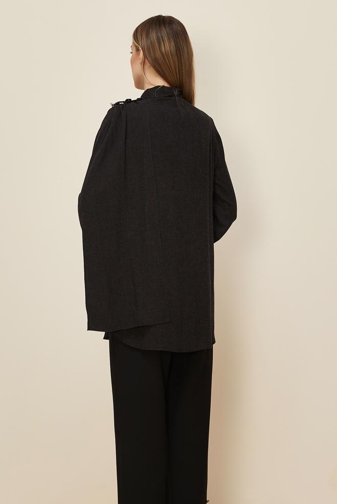 Hijab clothing BLACK SHAWL DETAILED TUNIC 46226 - ALVİNA