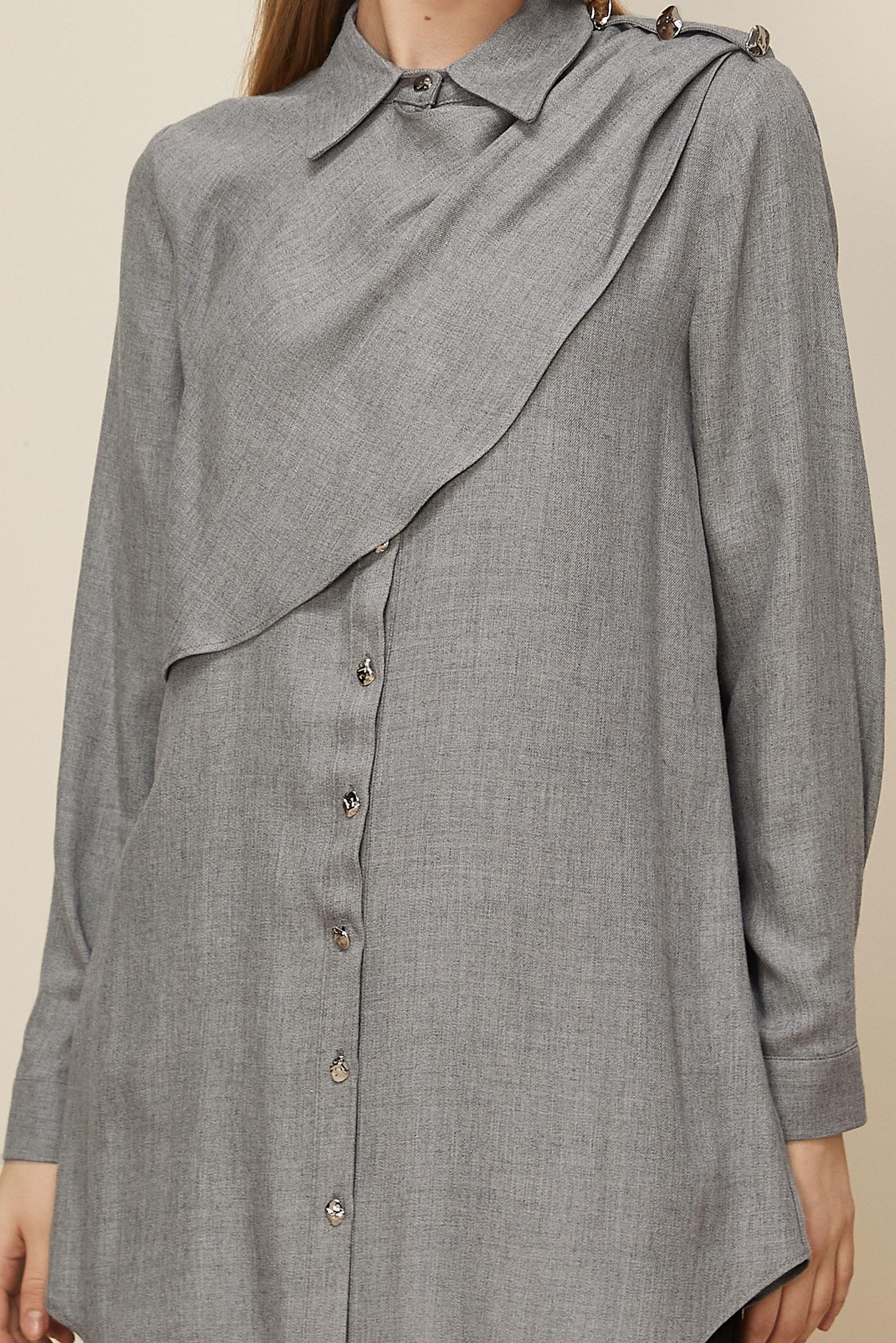 Hijab clothing GREY SHAWL DETAILED TUNIC 46226