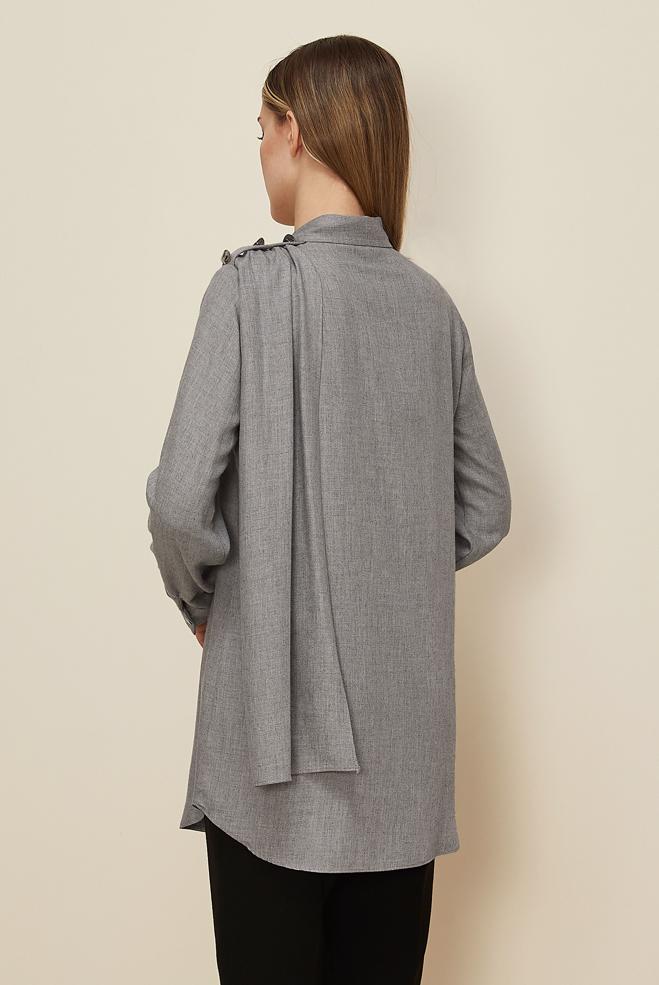 Hijab clothing GREY SHAWL DETAILED TUNIC 46226 - ALVİNA