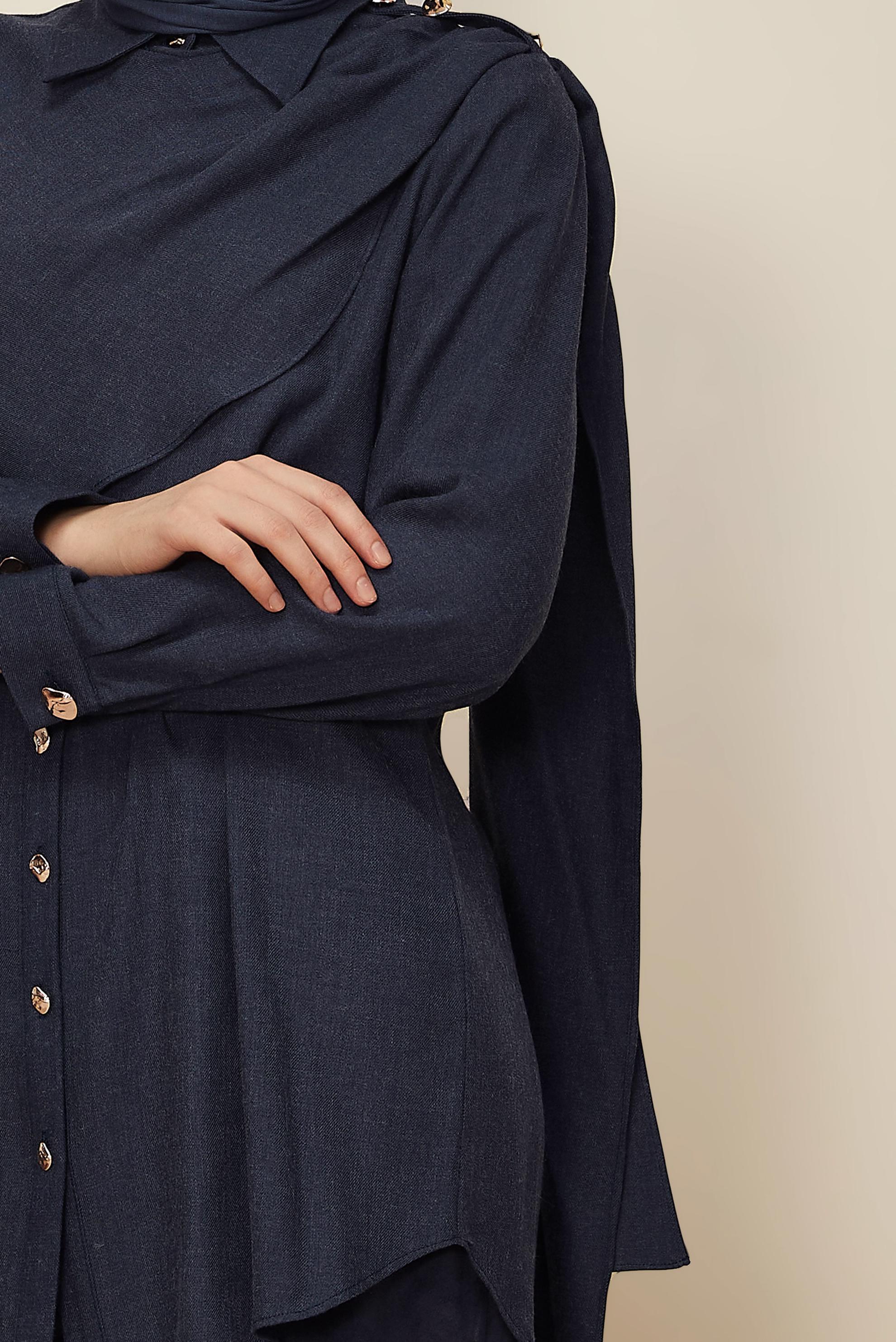 Tesettür giyim LACİVERT ŞAL DETAYLI TUNİK 46226