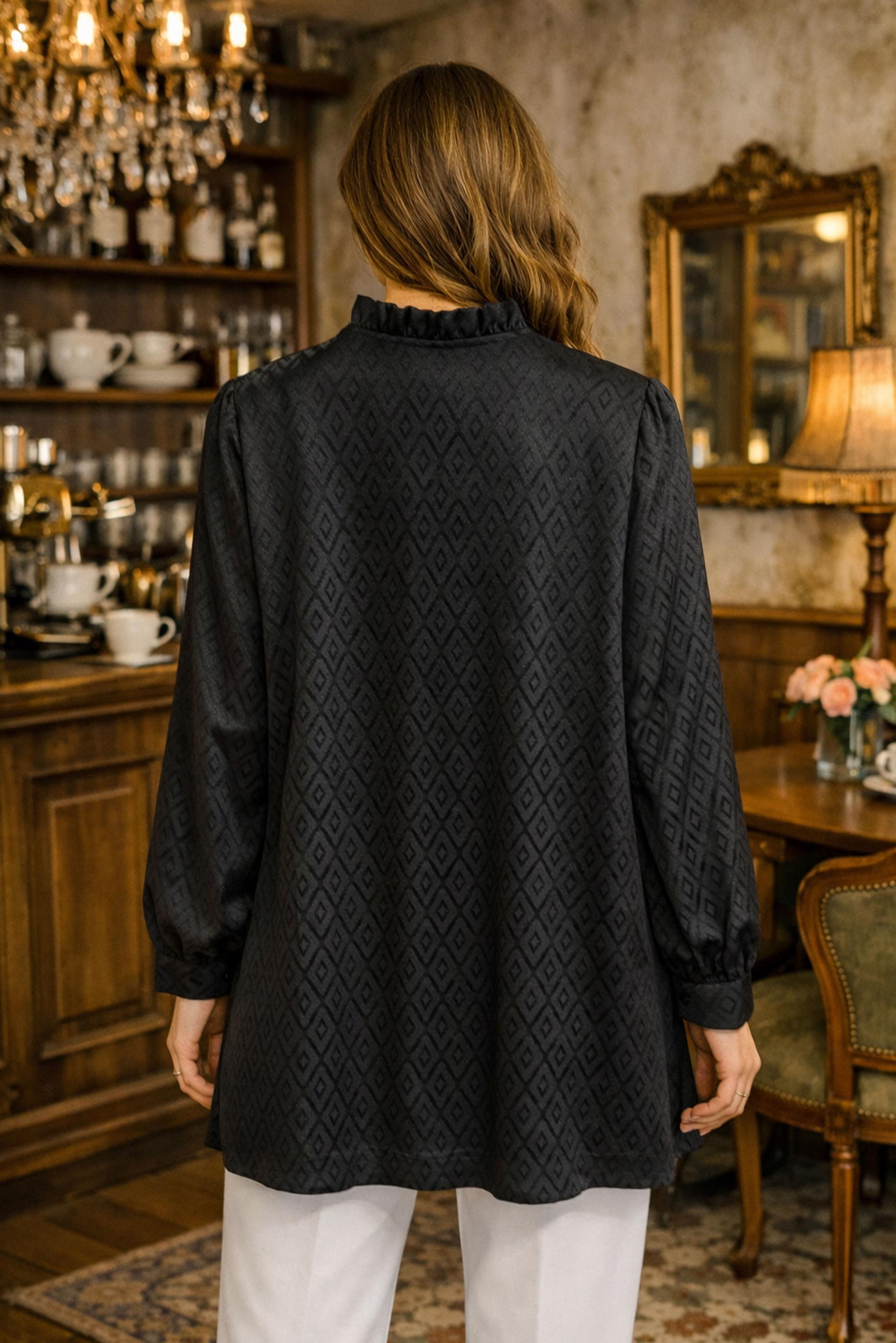 Hijab clothing BLACK TIED COLLAR TUNIC 46227