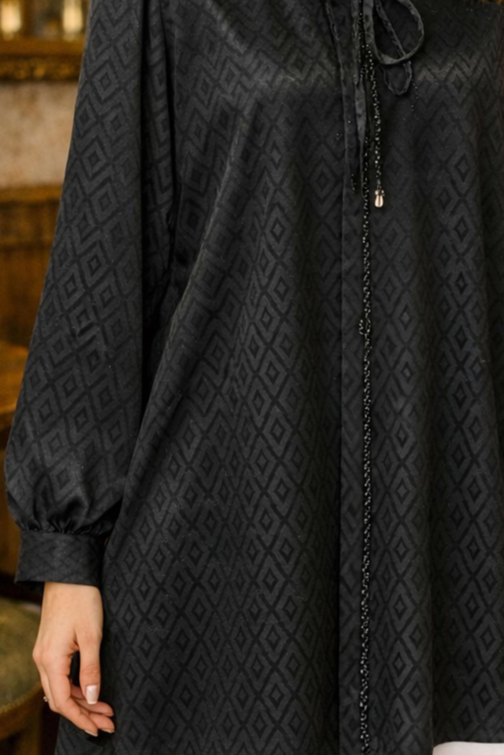 Hijab clothing BLACK TIED COLLAR TUNIC 46227