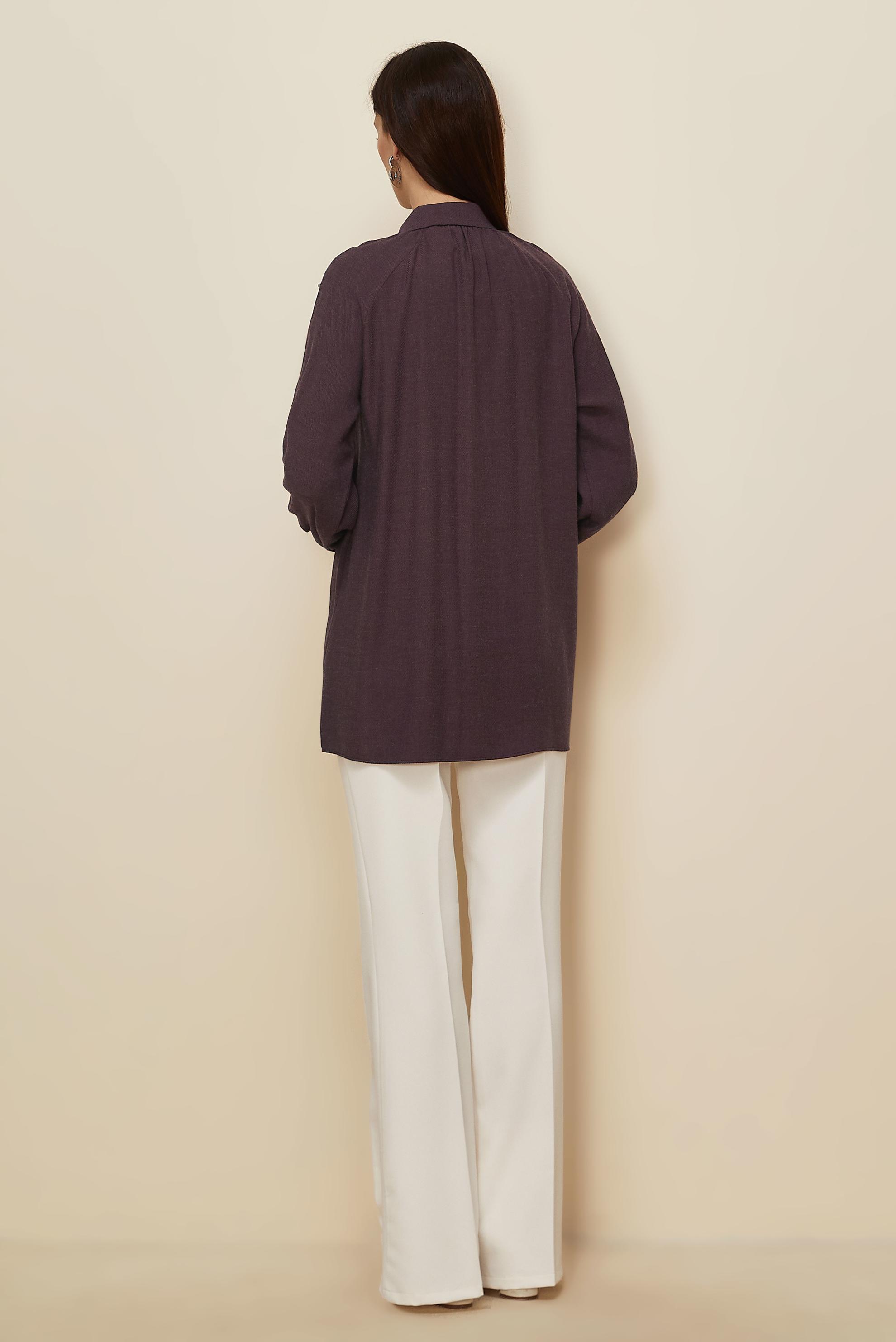 Tesettür giyim BORDO TAŞ İŞLEME DETAYLI TUNİK 46228