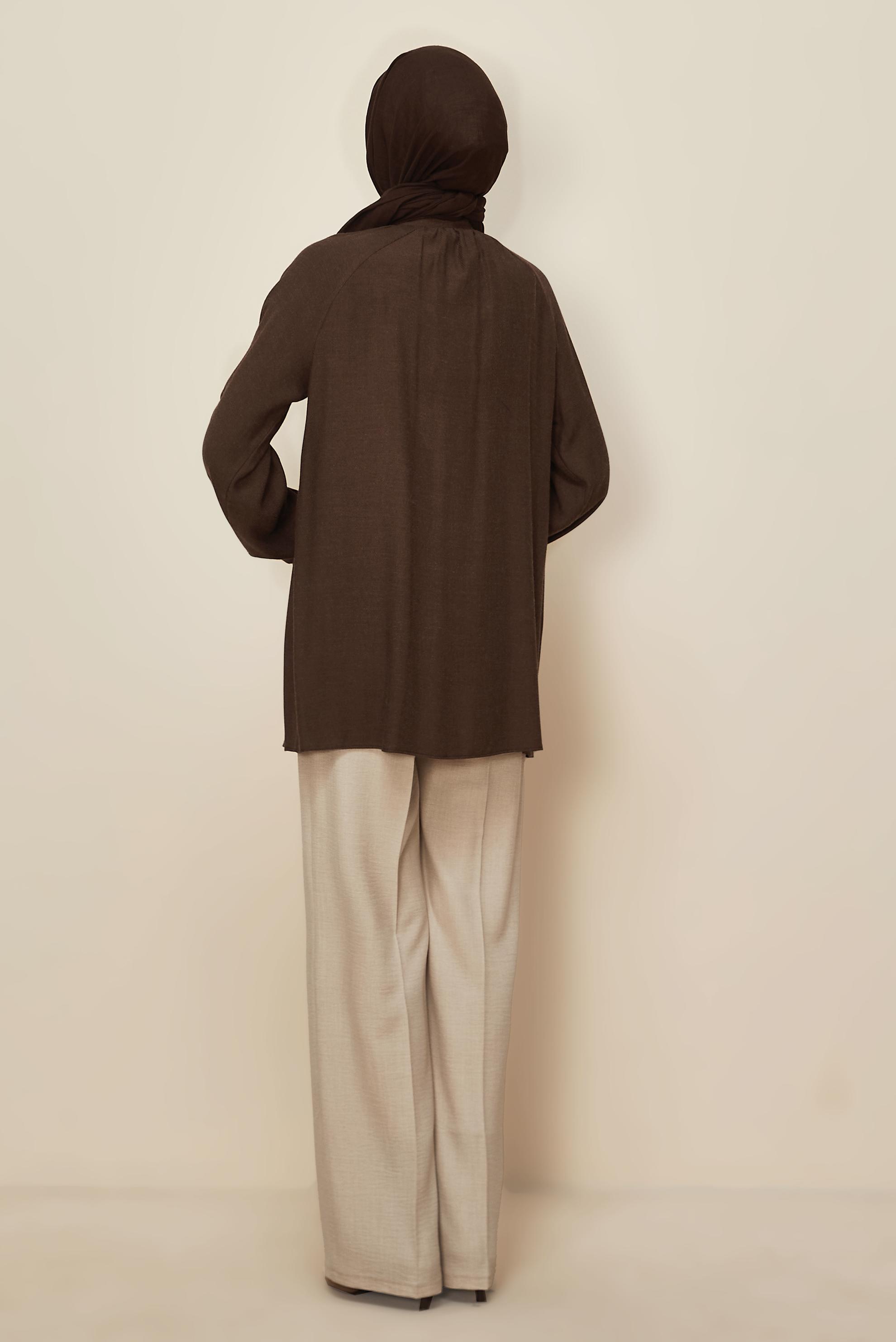 Tesettür giyim KAHVE TAŞ İŞLEME DETAYLI TUNİK 46228