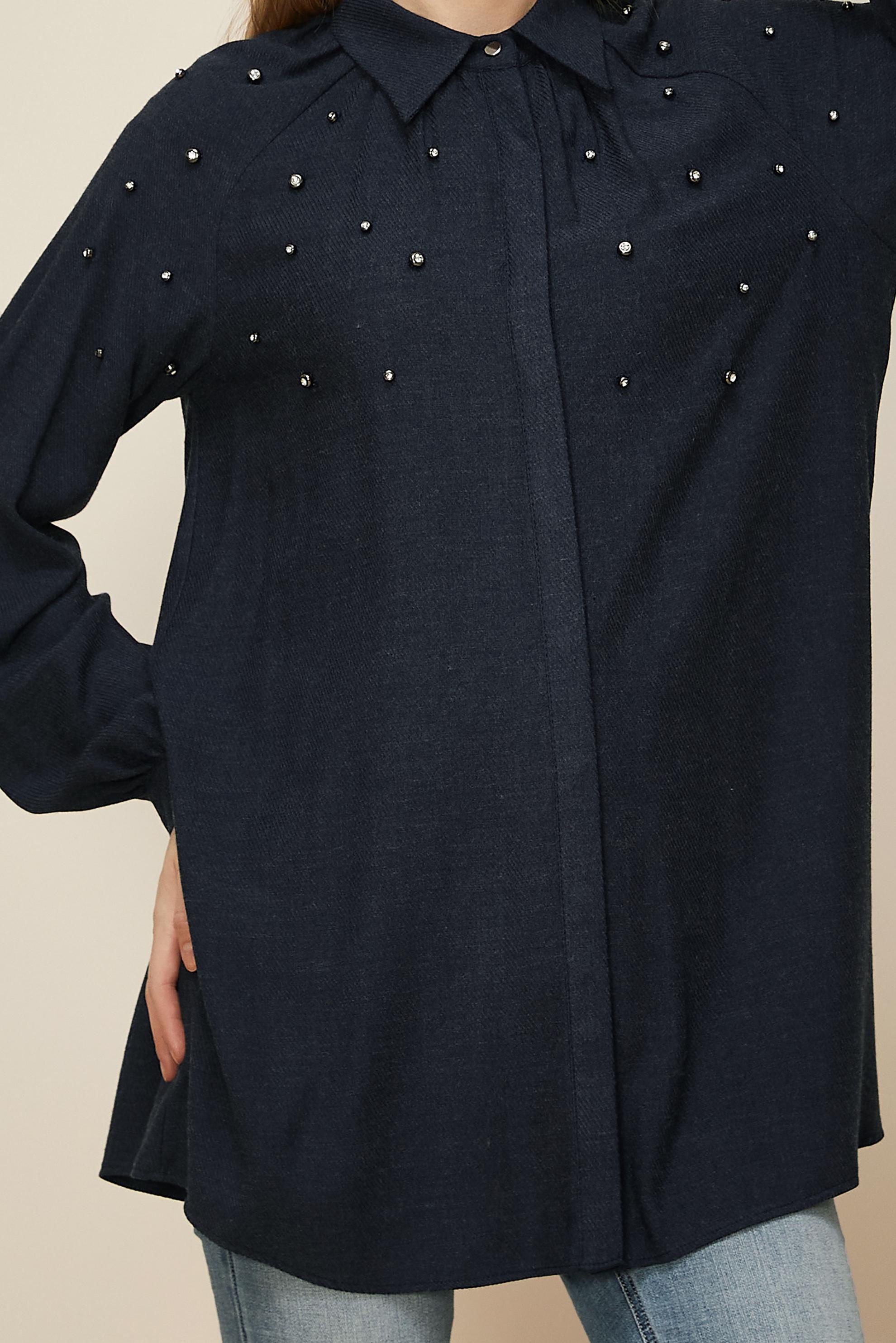 Tesettür giyim LACİVERT TAŞ İŞLEME DETAYLI TUNİK 46228