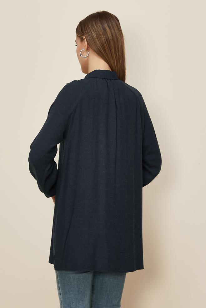 Tesettür giyim LACİVERT TAŞ İŞLEME DETAYLI TUNİK 46228 - ALVİNA