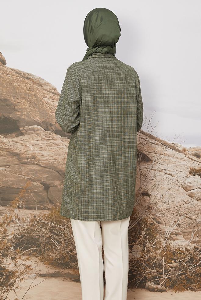 Hijab clothing KHAKI BEAD EMBROIDERED TUNIC 46230 - ALVİNA
