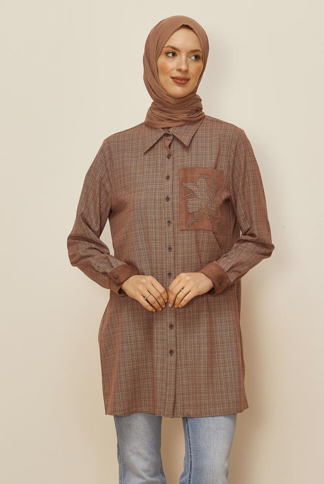 Tesettür giyim TURUNCU 46230 SENECA TUNİK 40-48 TEK42 - ALVİNA