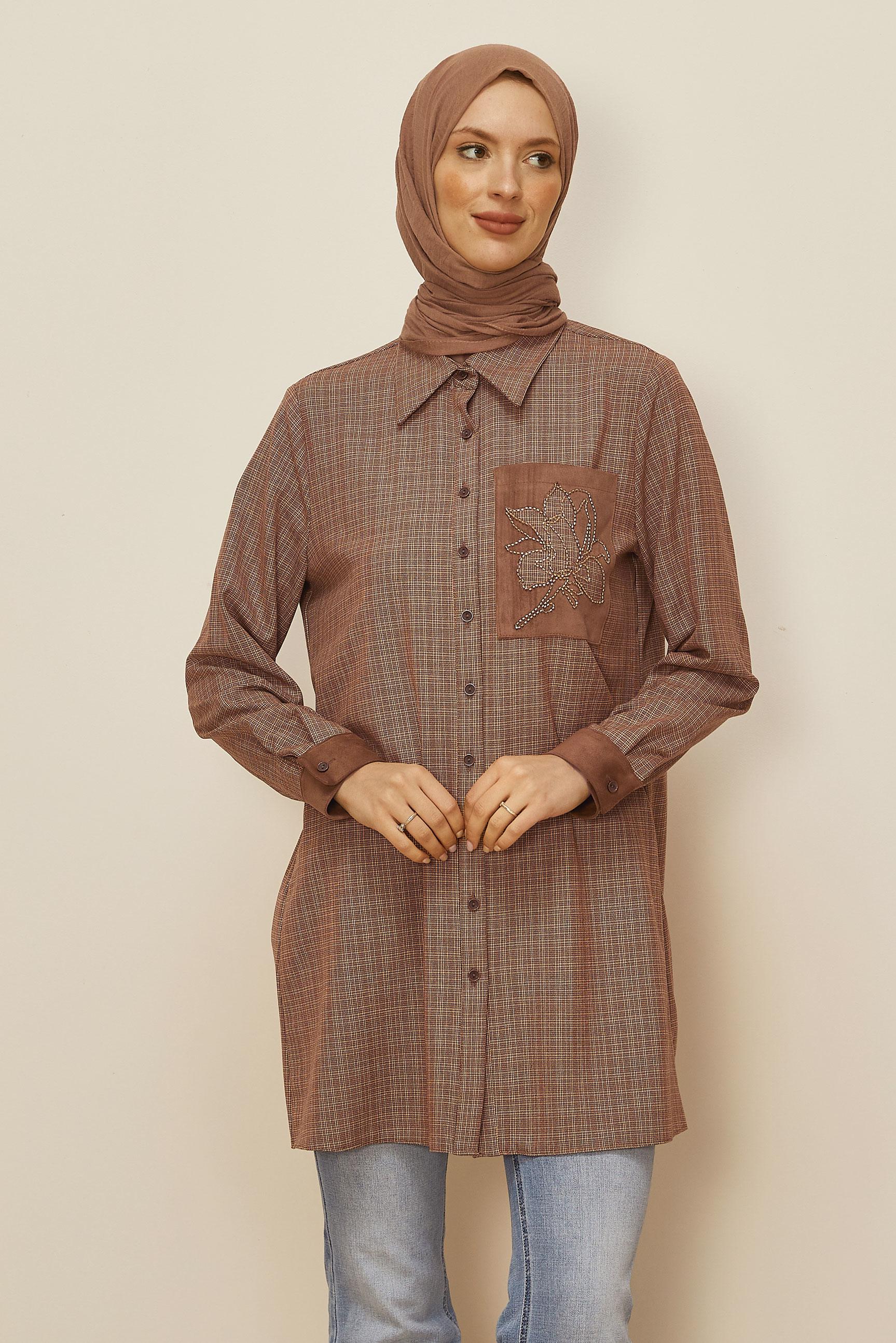 Tesettür giyim TURUNCU 46230 SENECA TUNİK 40-48 TEK42