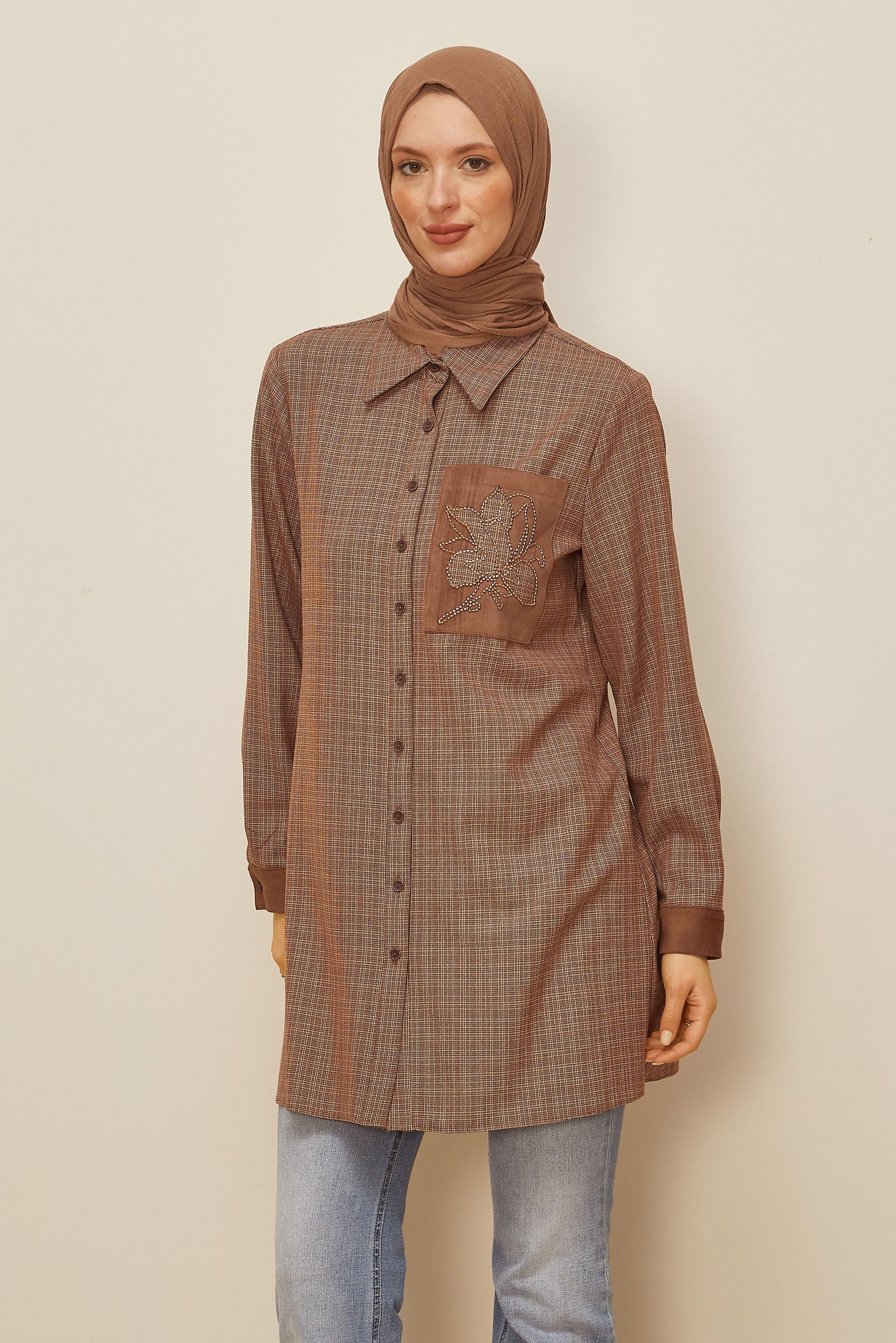 Tesettür giyim TURUNCU 46230 SENECA TUNİK 40-48 TEK42